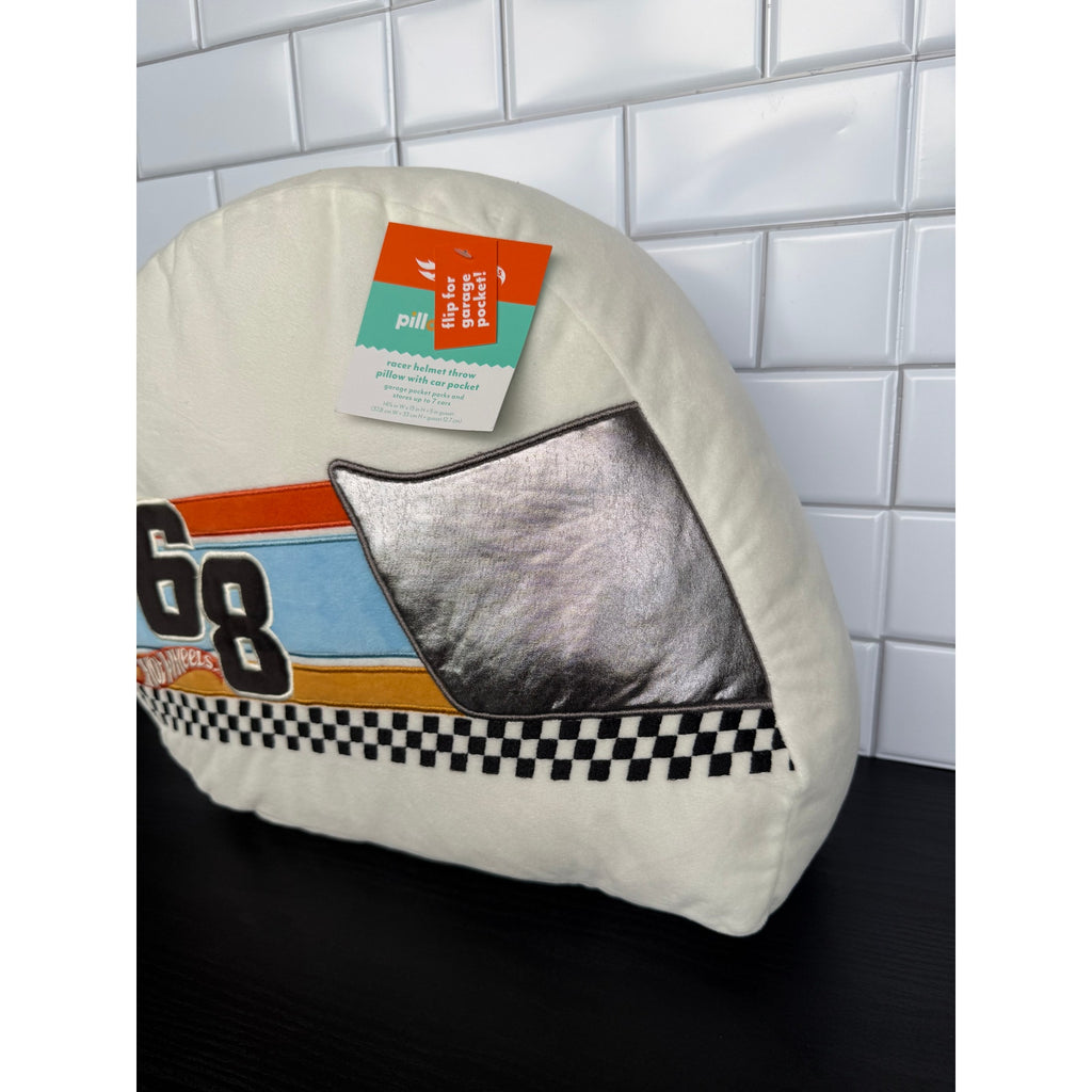 Hot Wheels Soft Racing Helmet Kids' Decorative Throw Pillow by Pillowfort™ NWT