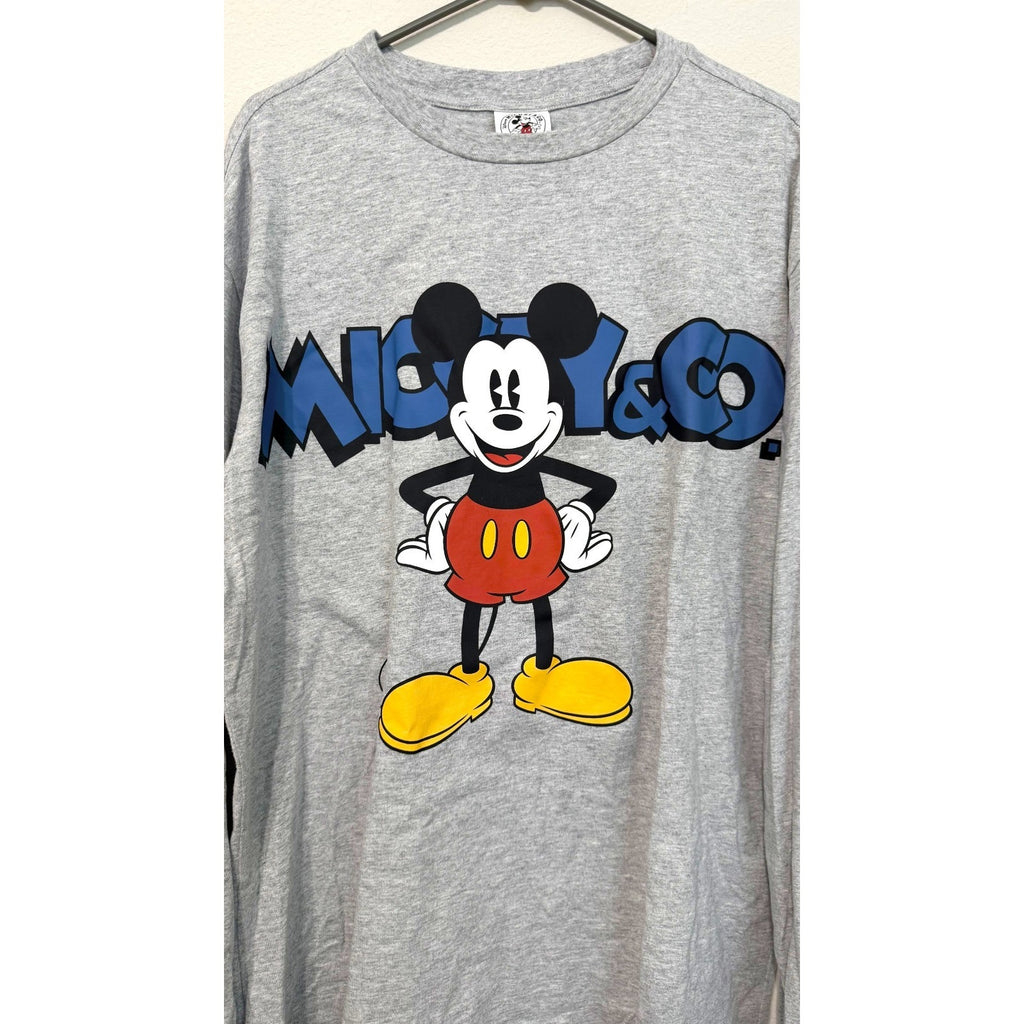 NWT Disney Mickey & Co. Double-Sided Graphic Long-Sleeve Gray Shirt - Large