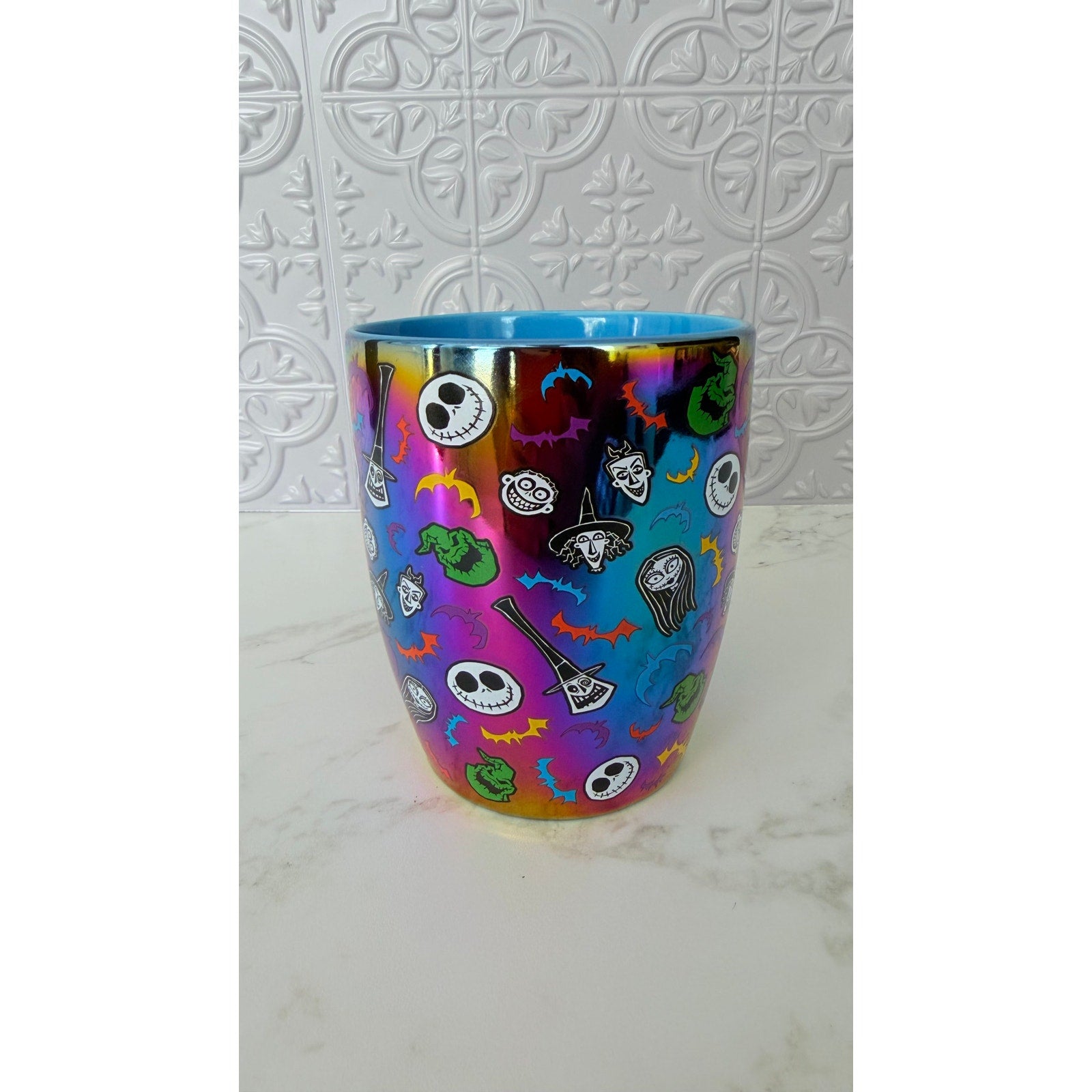 Disney Nightmare Before Christmas Iridescent Rainbow Ceramic Coffee Mug 24oz NWT