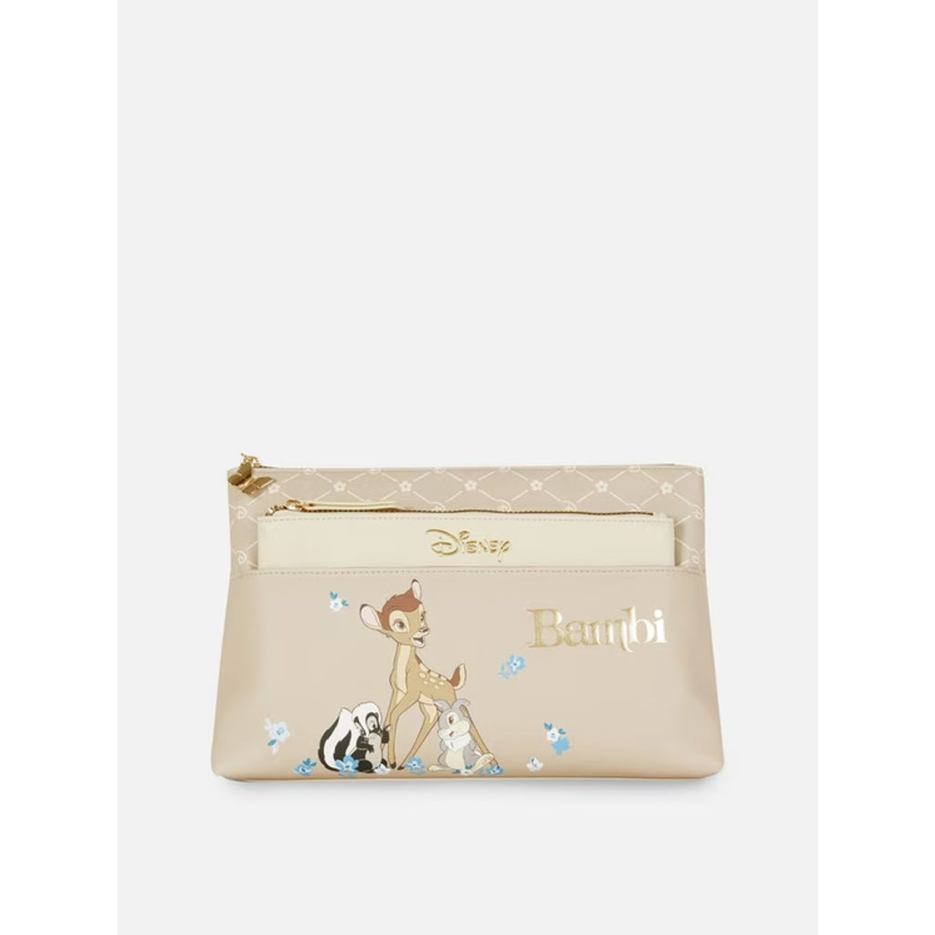 Disney x Primark Bambi 2-in-1 Wash Bag Set Make-up Cosmetic Pouch NWT