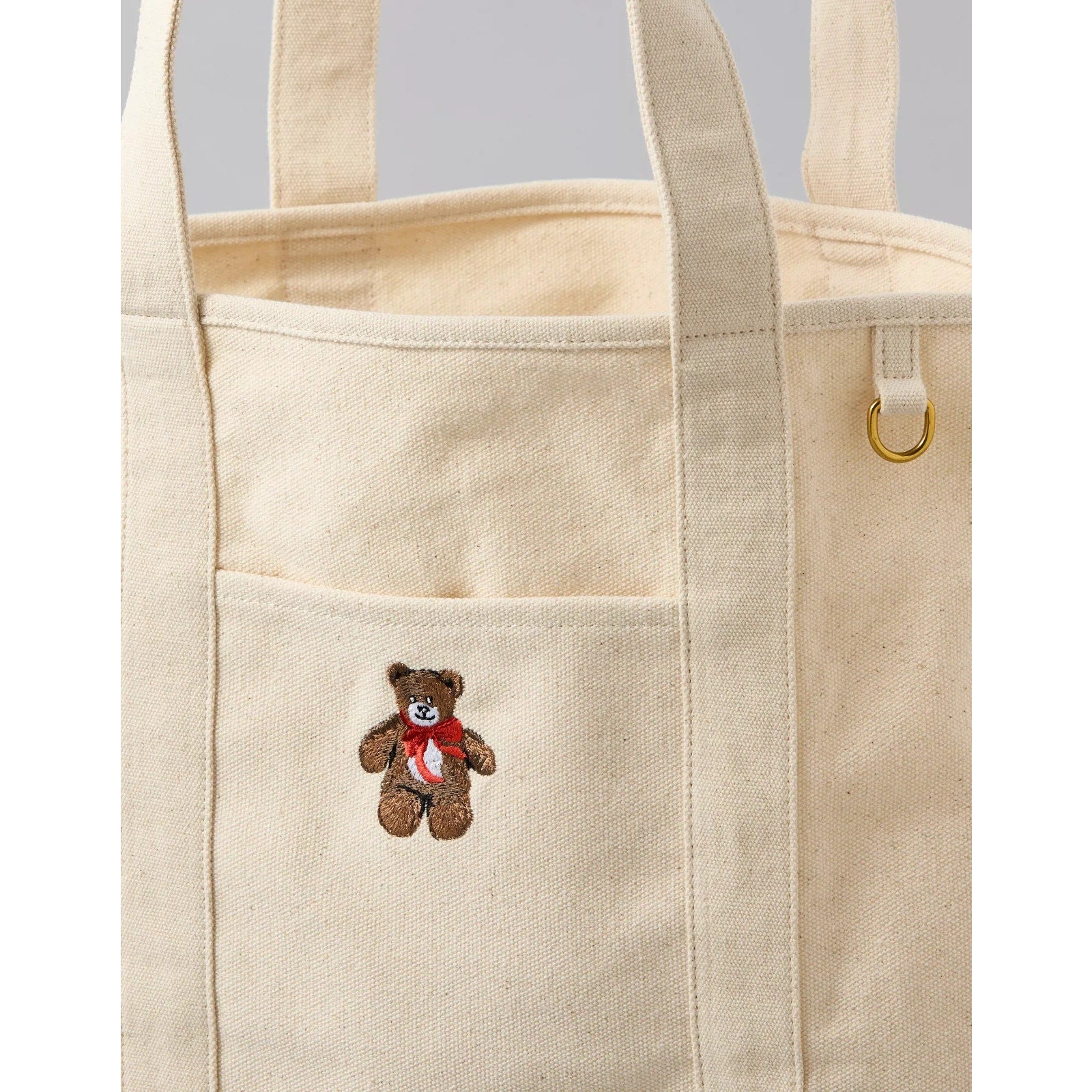 American Eagle Cotton Canvas Teddy Bear Tote Bag NWT