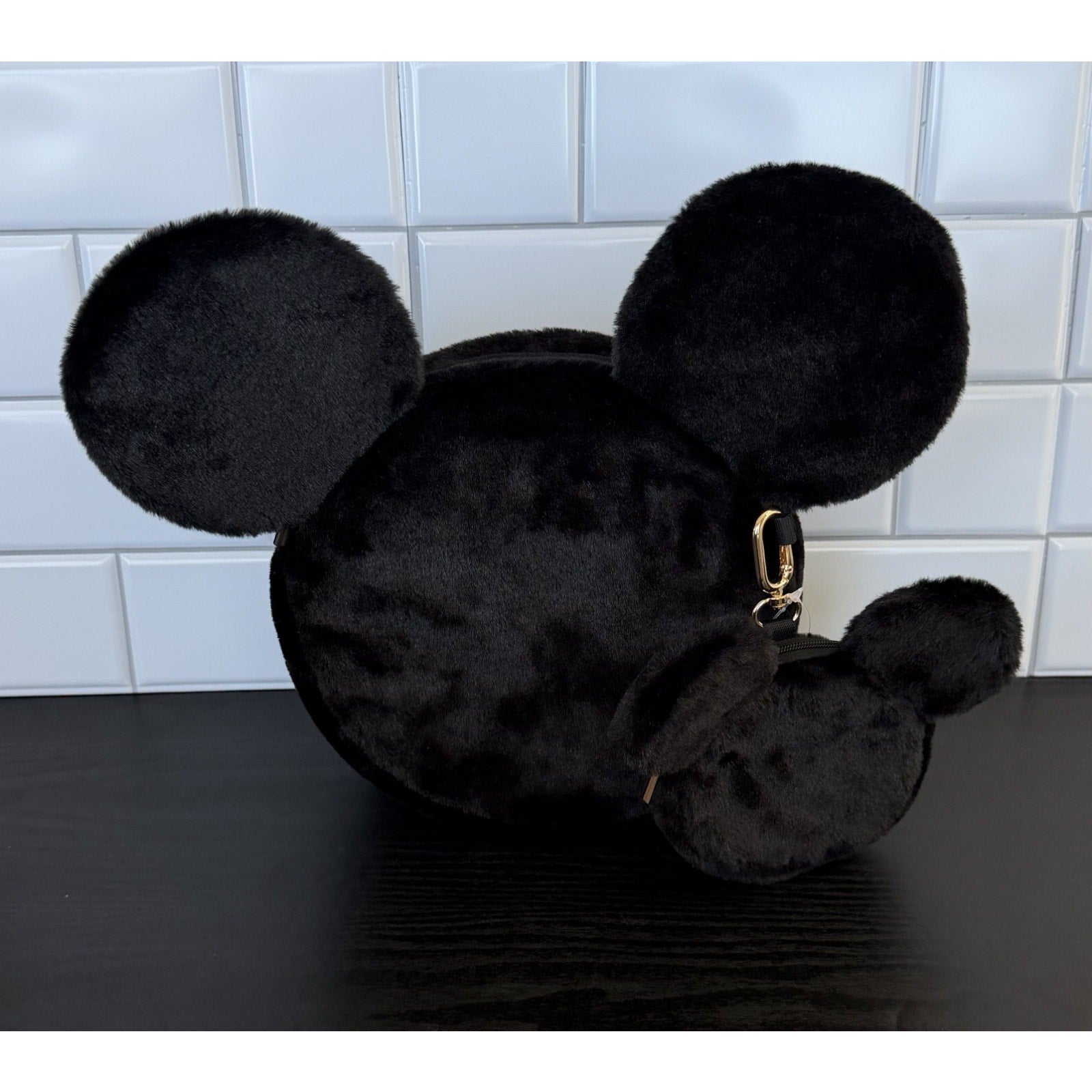 NWT Disney Parks Black Mickey Soft Plush Crossbody Purse with Coin Purse