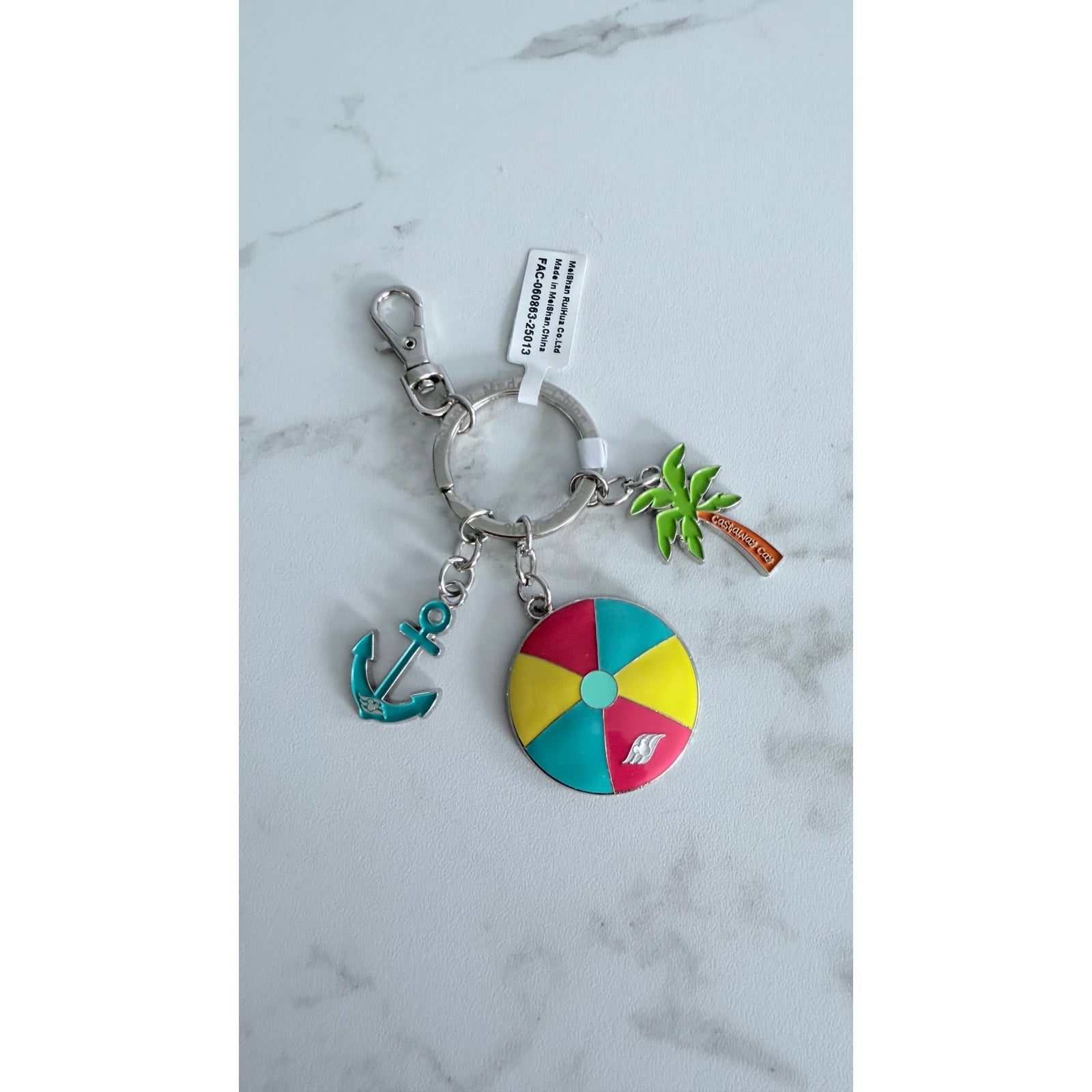 Disney Cruise Line Castaway Cay Beach Ball Charm Keychain NEW