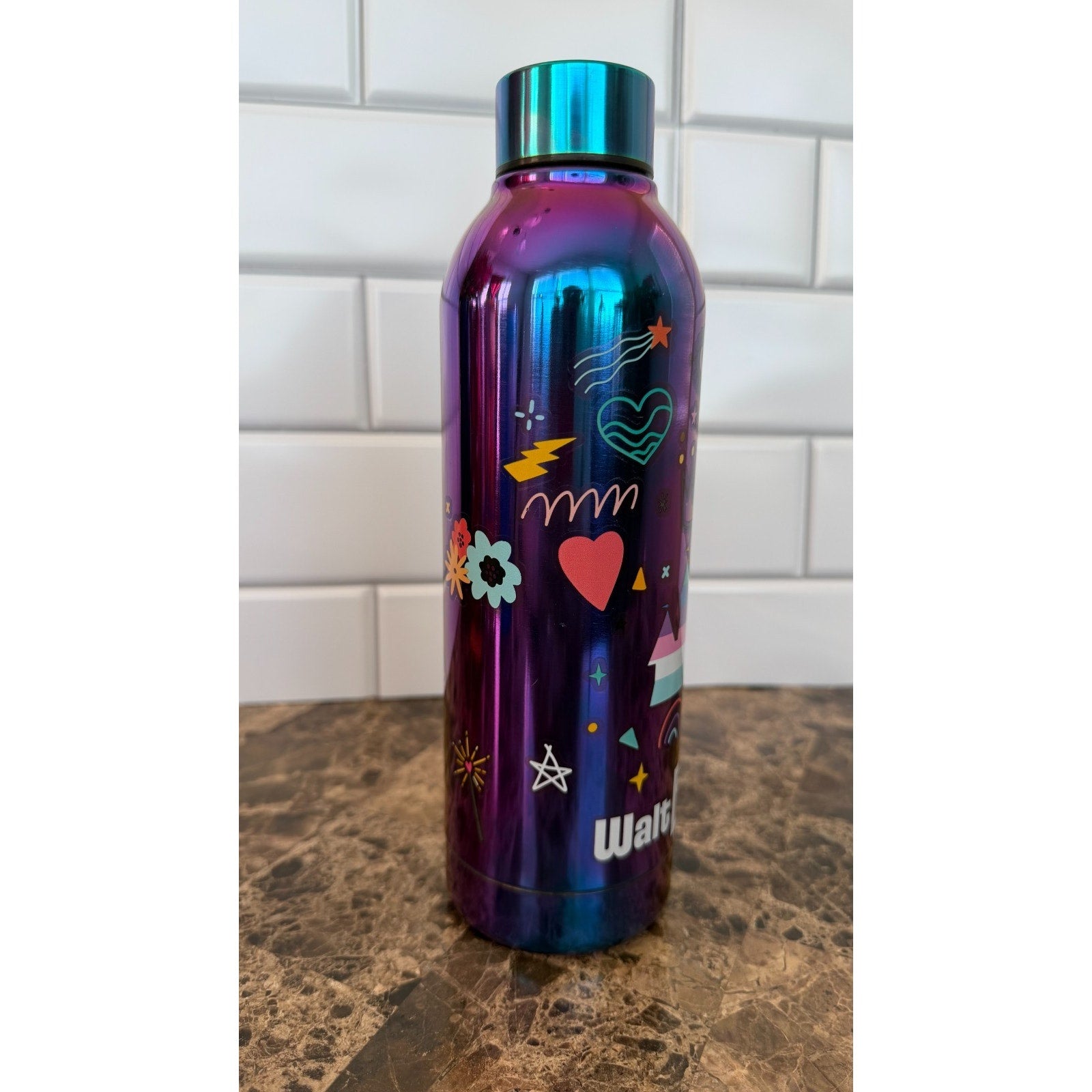 Disney Parks 2023 Pride Doodles Castle Metallic Blue Tumbler 24oz READ
