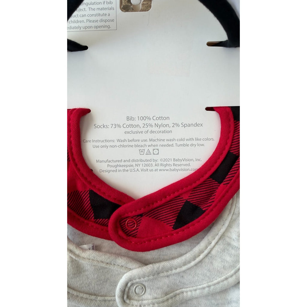 NEW Hudson Baby 5-Piece Bib and Sock Set - Winter Moose