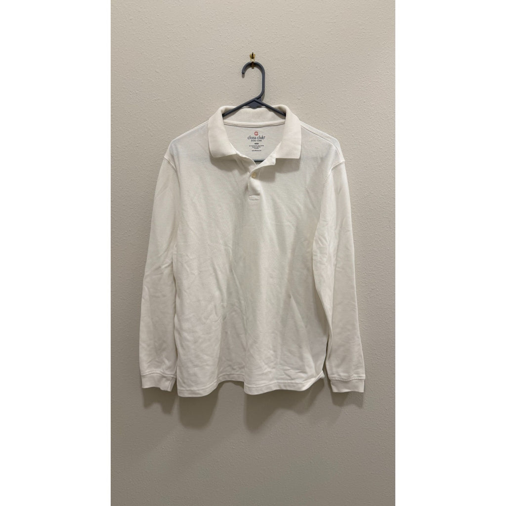 Class Club Boys White Long Sleeve Easy Care Polo Shirt Size 18/20