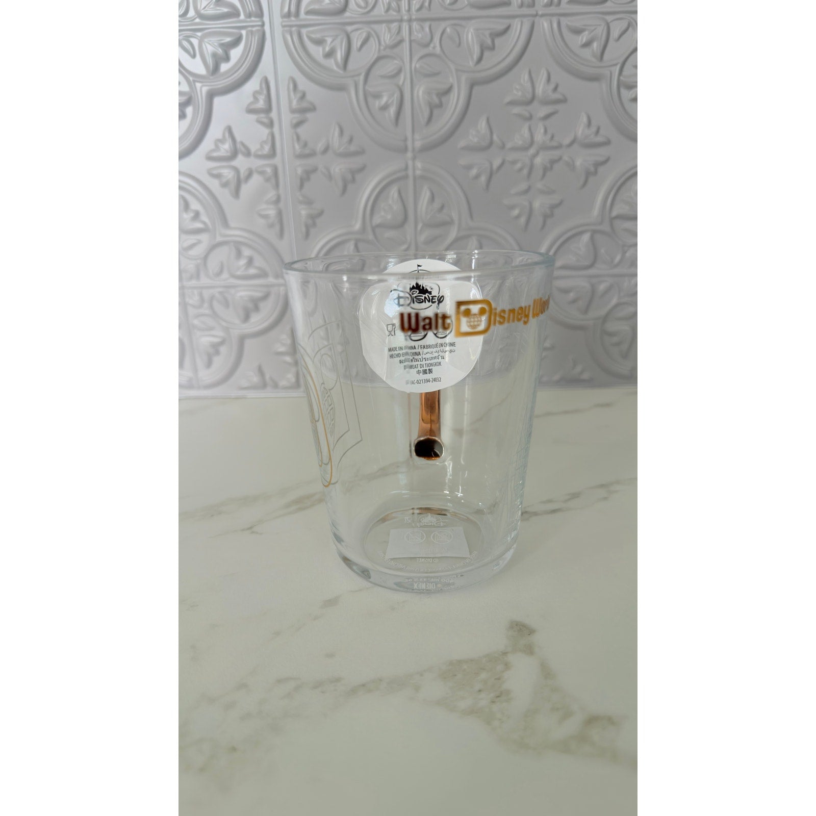 Walt Disney World Cinderella Castle Clear Glass Mug with Gold Handle NWT