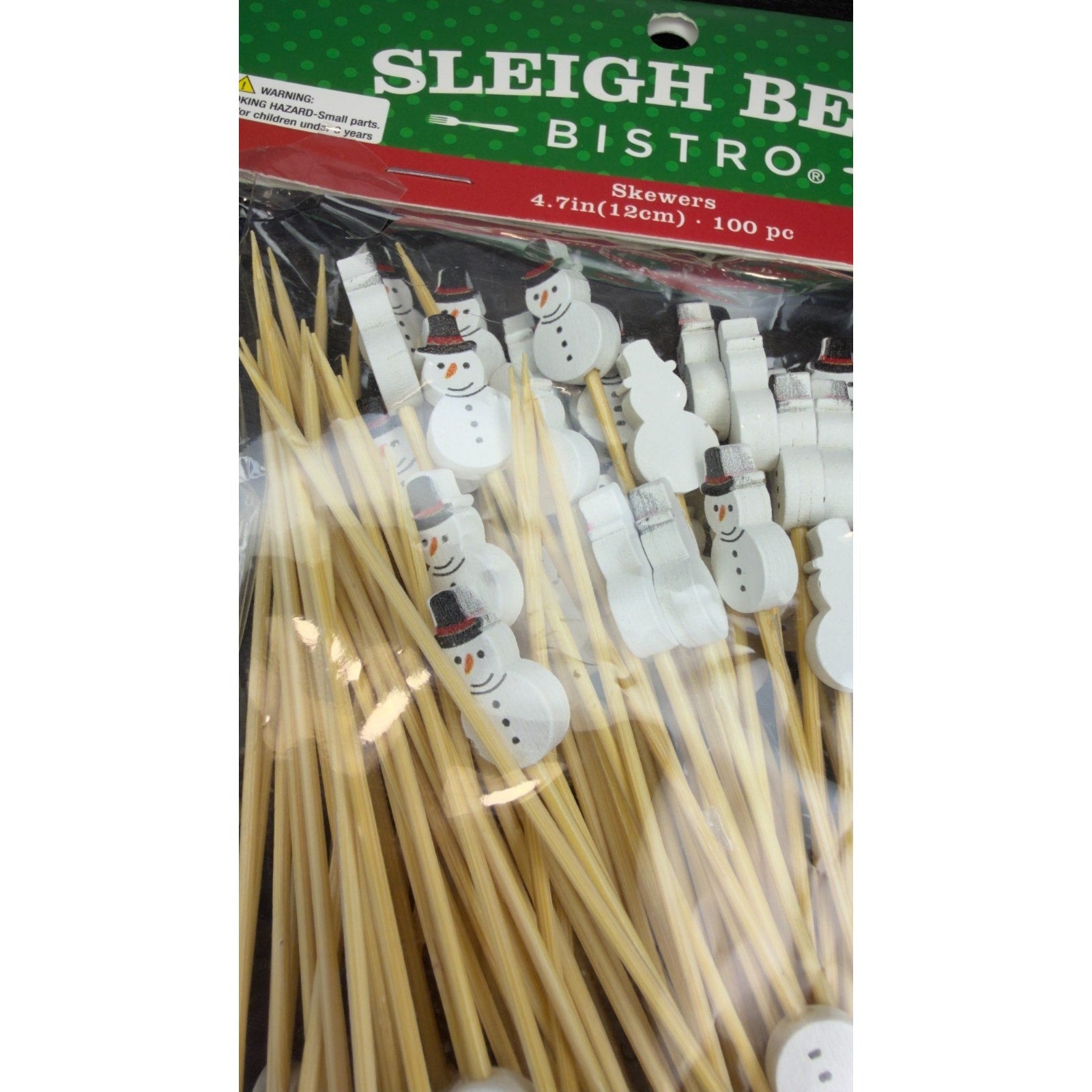 300pc Holiday Bamboo Skewers – Tree, Snowman, & Gingerbread Man NIB