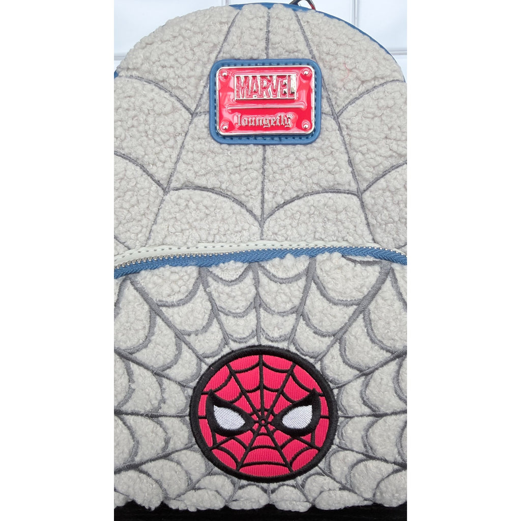 Disney Parks x Loungefly Marvel Spider-Man Faux-Fur Sherpa Mini Backpack NWT