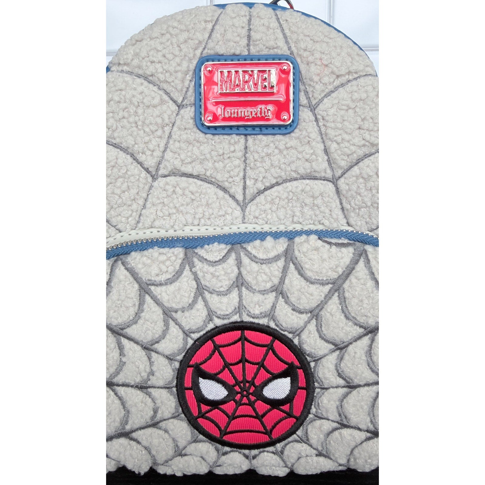 Disney Parks x Loungefly Marvel Spider-Man Faux-Fur Sherpa Mini Backpack NWT