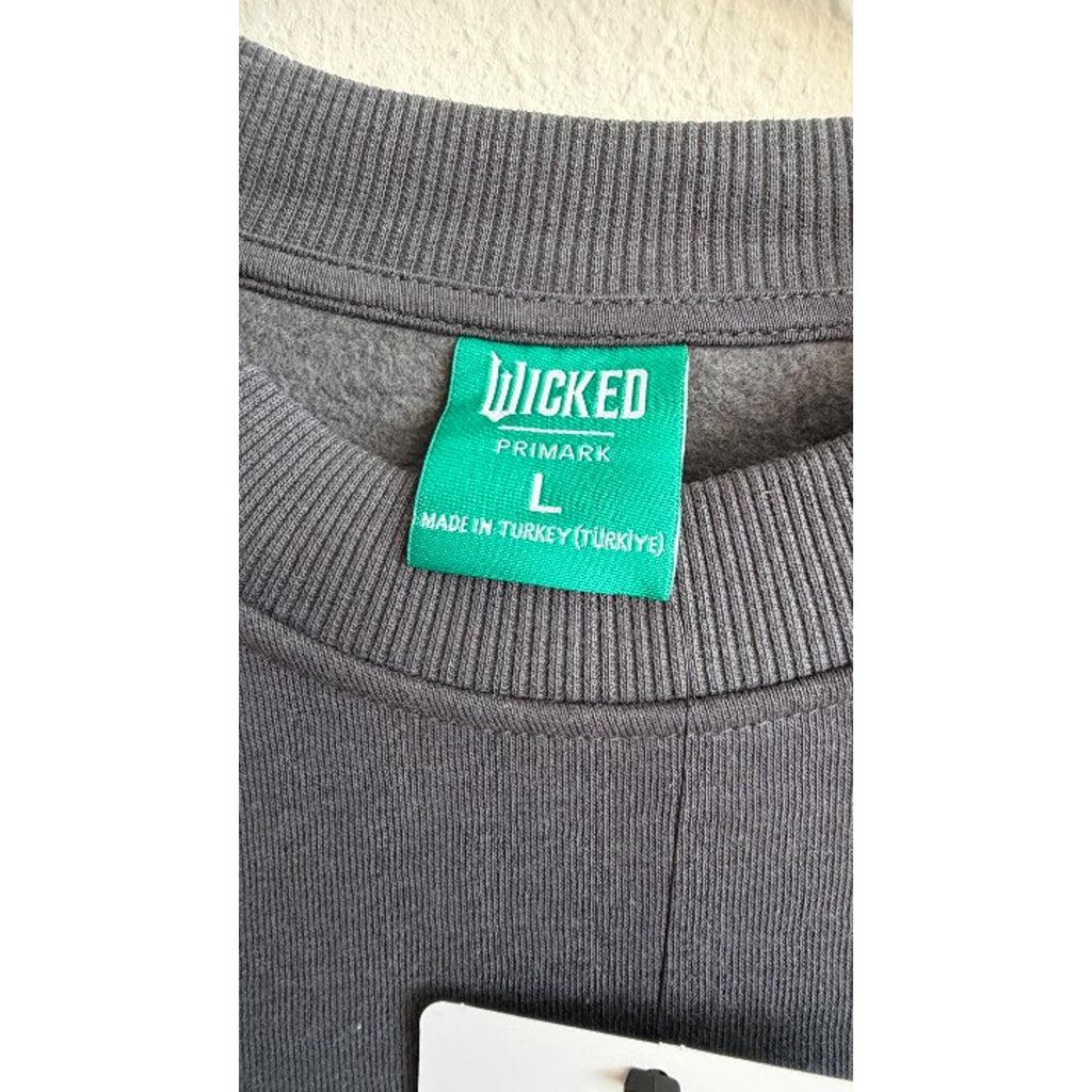NEW Wicked The Movie Rhinestone Logo Sweatshirt - Charcoal Gray Large