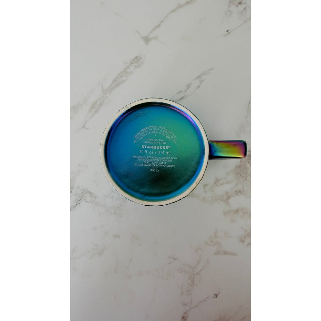Starbucks 2024 Anniversary Siren Mermaid Tail Iridescent Green Ceramic Mug 14oz