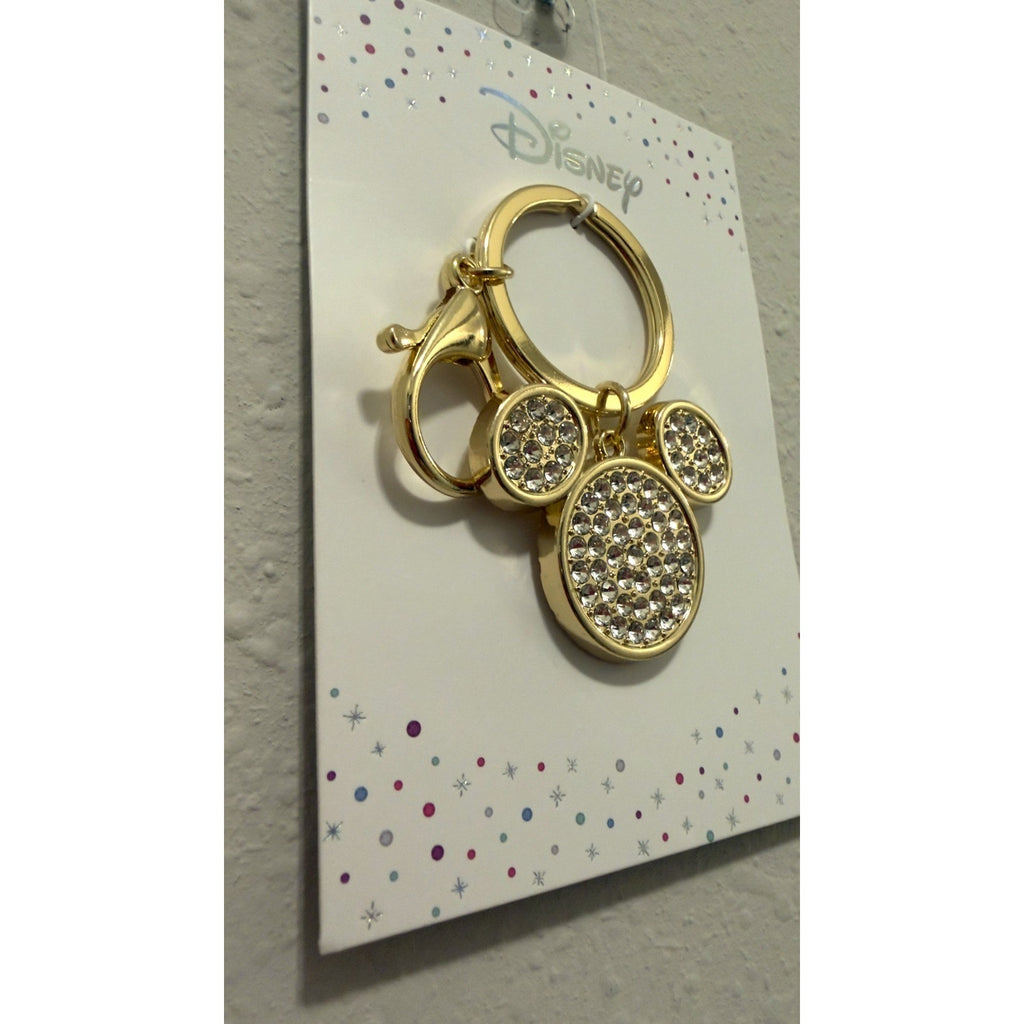 NWT Disney Mickey Mouse Gold Crystal Keychain - Rhinestone Bag Charm Bling