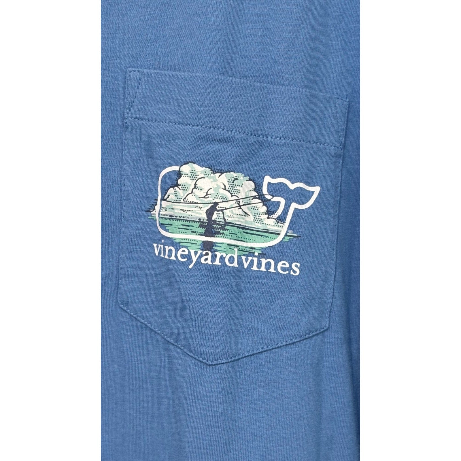 NWT Vineyard Vines Fly Fishing Whale Logo Long-Sleeve Pocket Tee - Adult Large