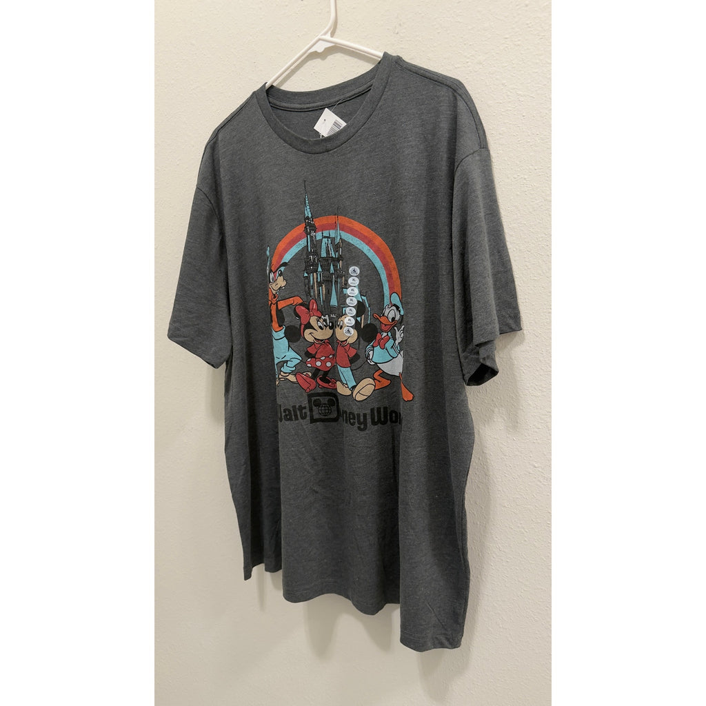 Disney Parks WDW Mickey & Friends Rainbow Cinderella Castle Tee Charcoal XL NWT