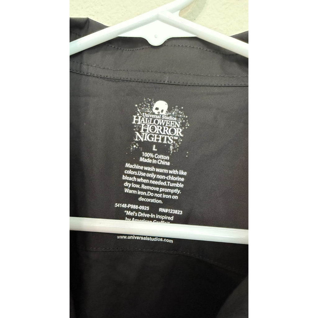 Universal HHN 2025 Mel's Die-In Bowler Camp Button Shirt - Large NWT