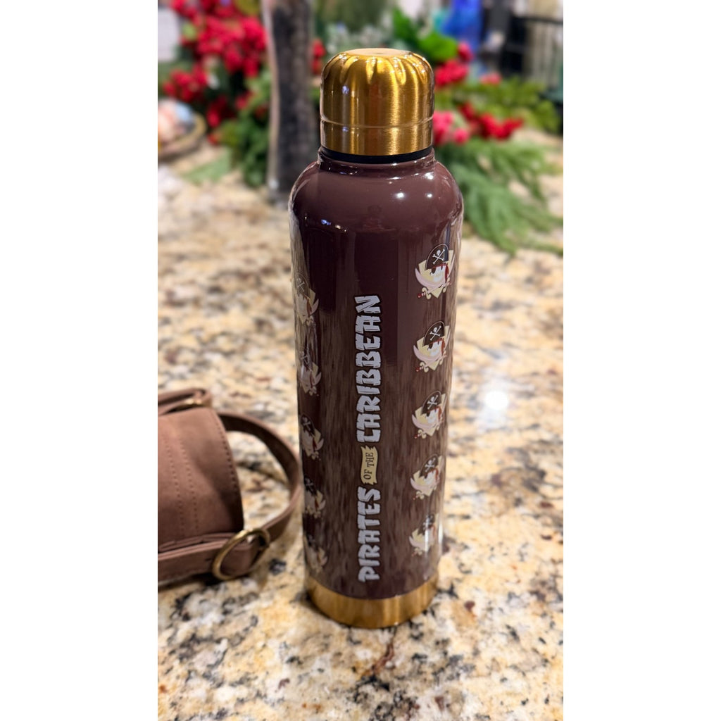 NEW Disney Parks Pirates of the Caribbean Stainless Steel Bottle & Carrier