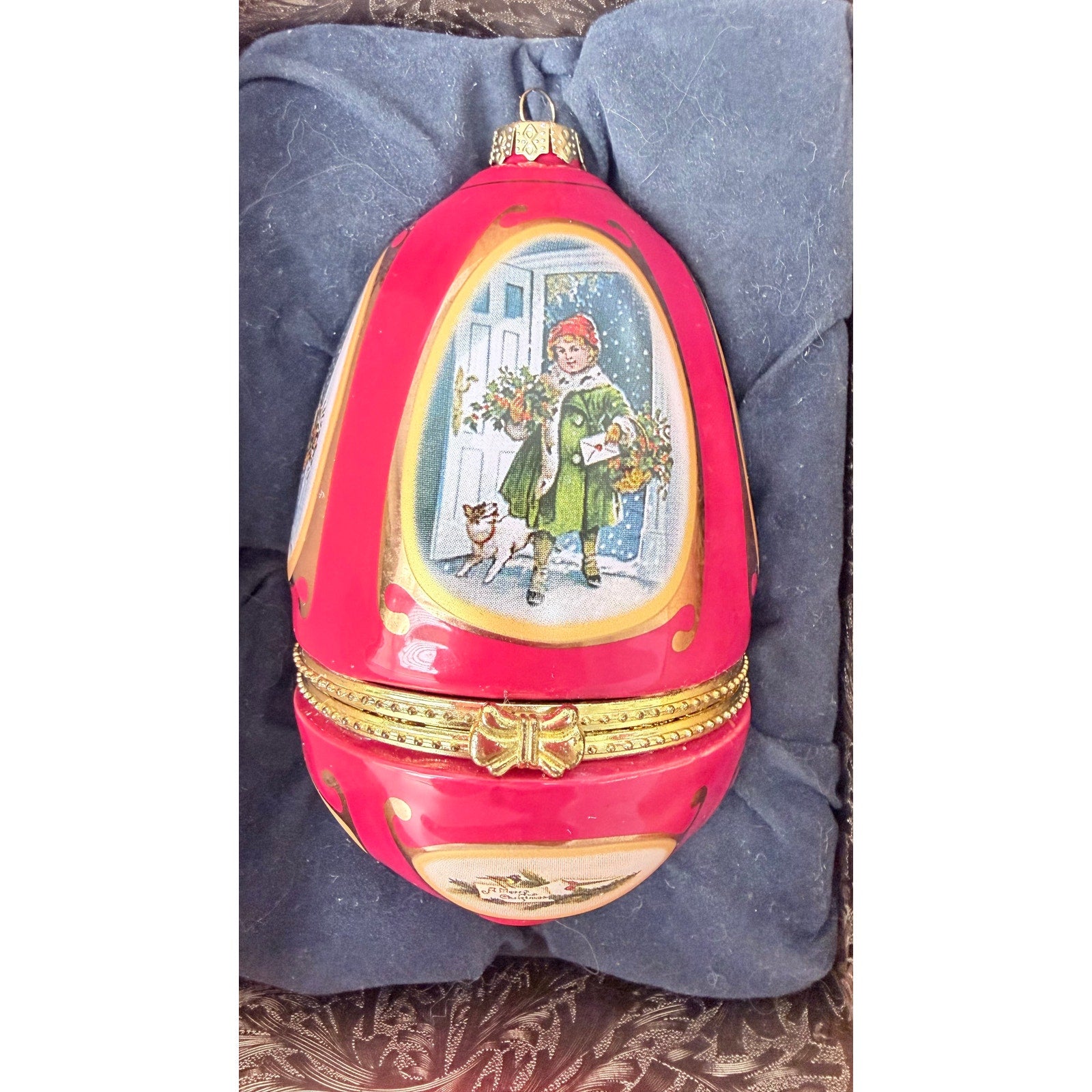 Mr. Christmas Valerie Parr Hill Musical Egg Ornament 2011 - Red