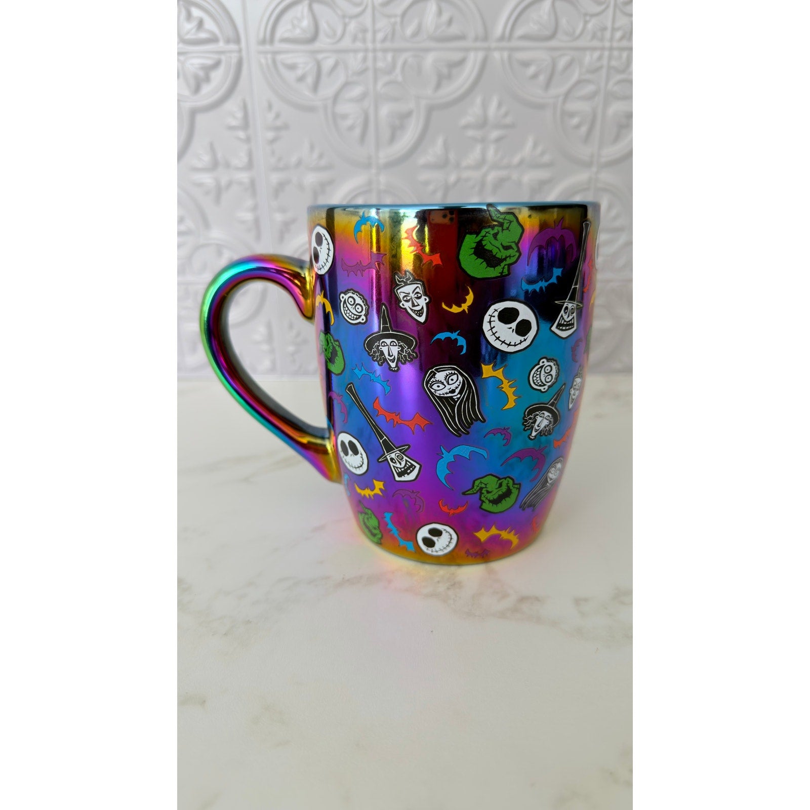 Disney Nightmare Before Christmas Iridescent Rainbow Ceramic Coffee Mug 24oz NWT