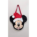 Disney Parks Christmas Santa Mickey Mouse Big Face Holiday Canvas Tote Bag NWT