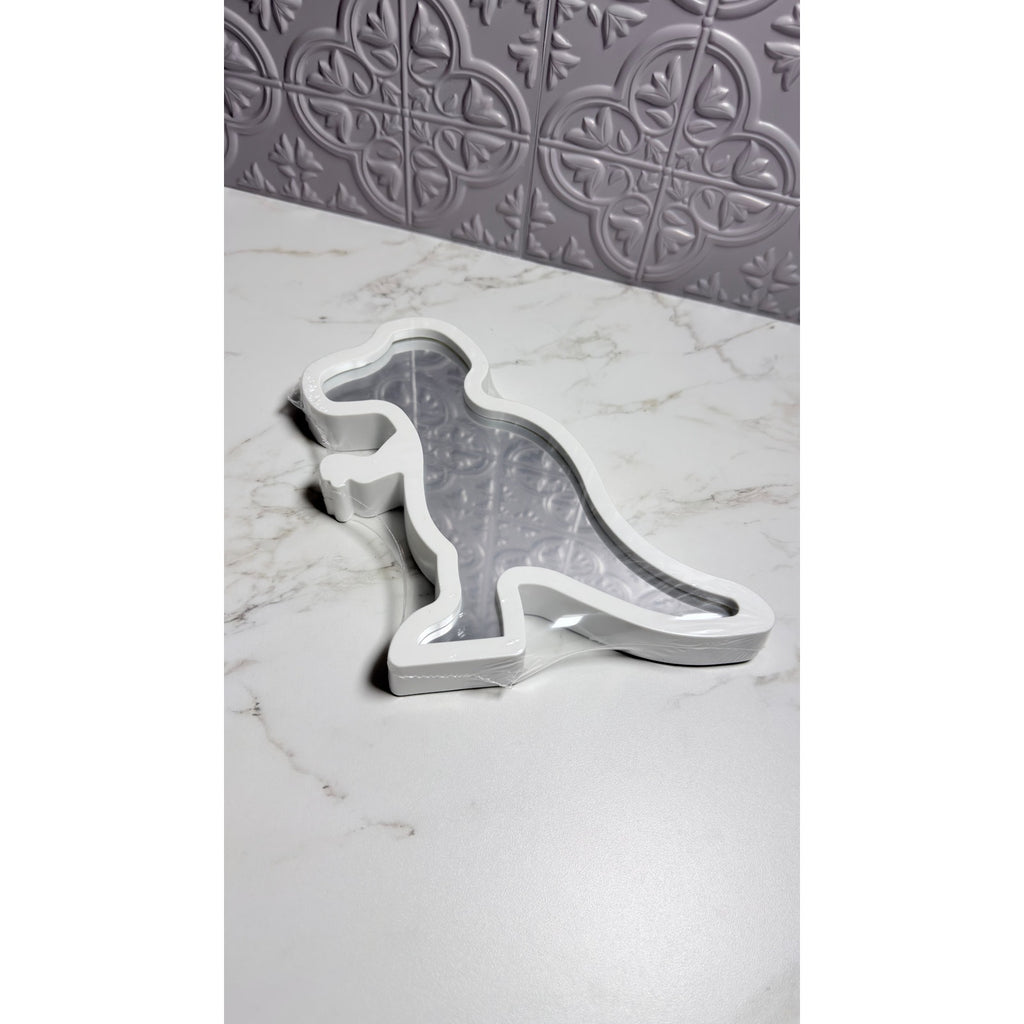 Dinosaur Shaped Wall Tabletop Mirrors White Set of 2 - T-Rex Stegosaurus NEW