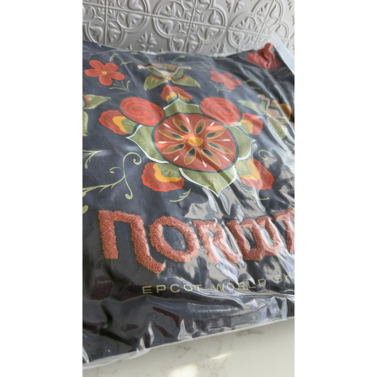 Disney Parks Epcot World Showcase Norway Rosemaling Mickey Head Throw Pillow NWT