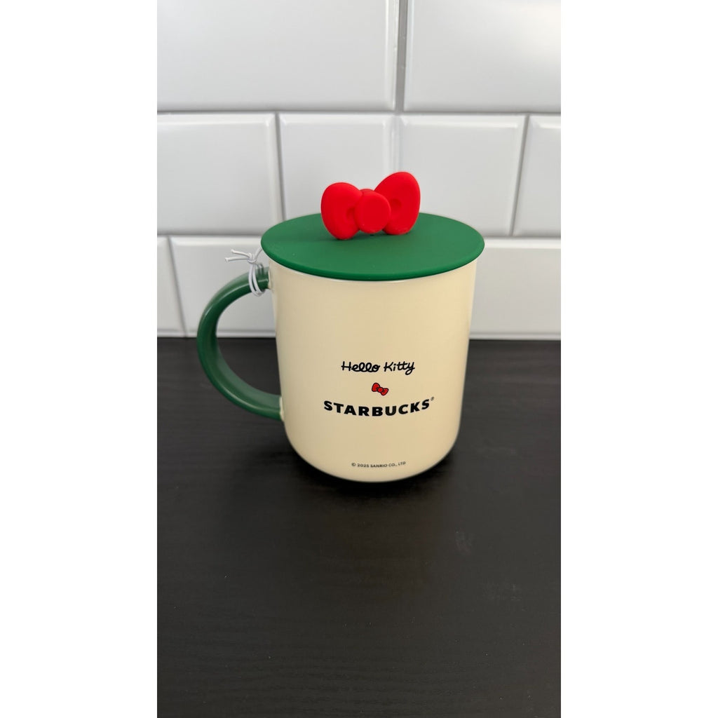 NEW Starbucks x Hello Kitty Ribbon 2025 Limited Edition Ceramic Mug 16oz w/ Lid