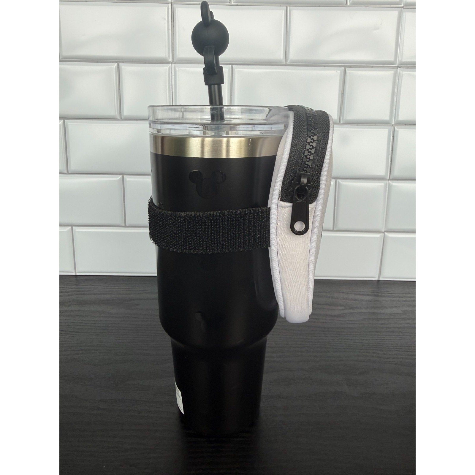 NEW Disney Mickey Mouse 30oz Stainless Steel Tumbler w/ Zip Case - Matte Black