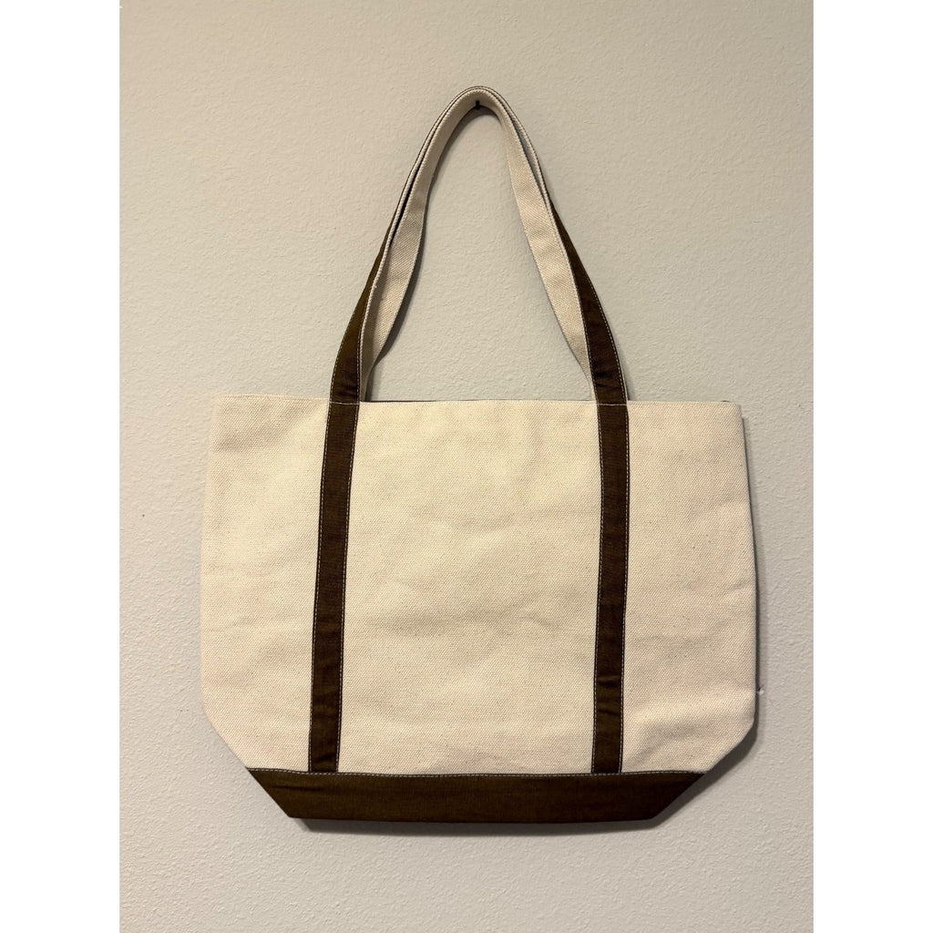 NWT Kirkland's Home Fall Mocha Canvas Tote Bag Sequin Appliques Zip Top