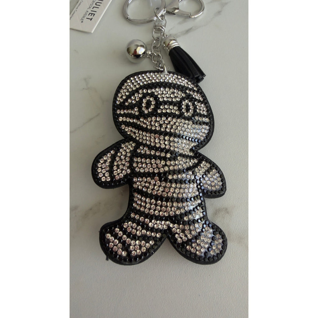 Crystal Avenue Halloween Sparkling Rhinestone Mummy Keychain Purse Charm NWT
