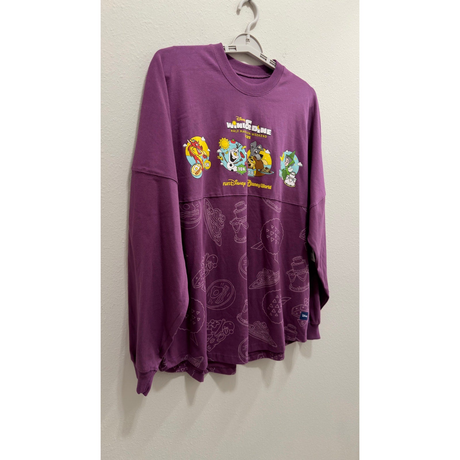 runDisney 2025 Wine & Dine Half Marathon Weekend Spirit Jersey Large Purple NWT