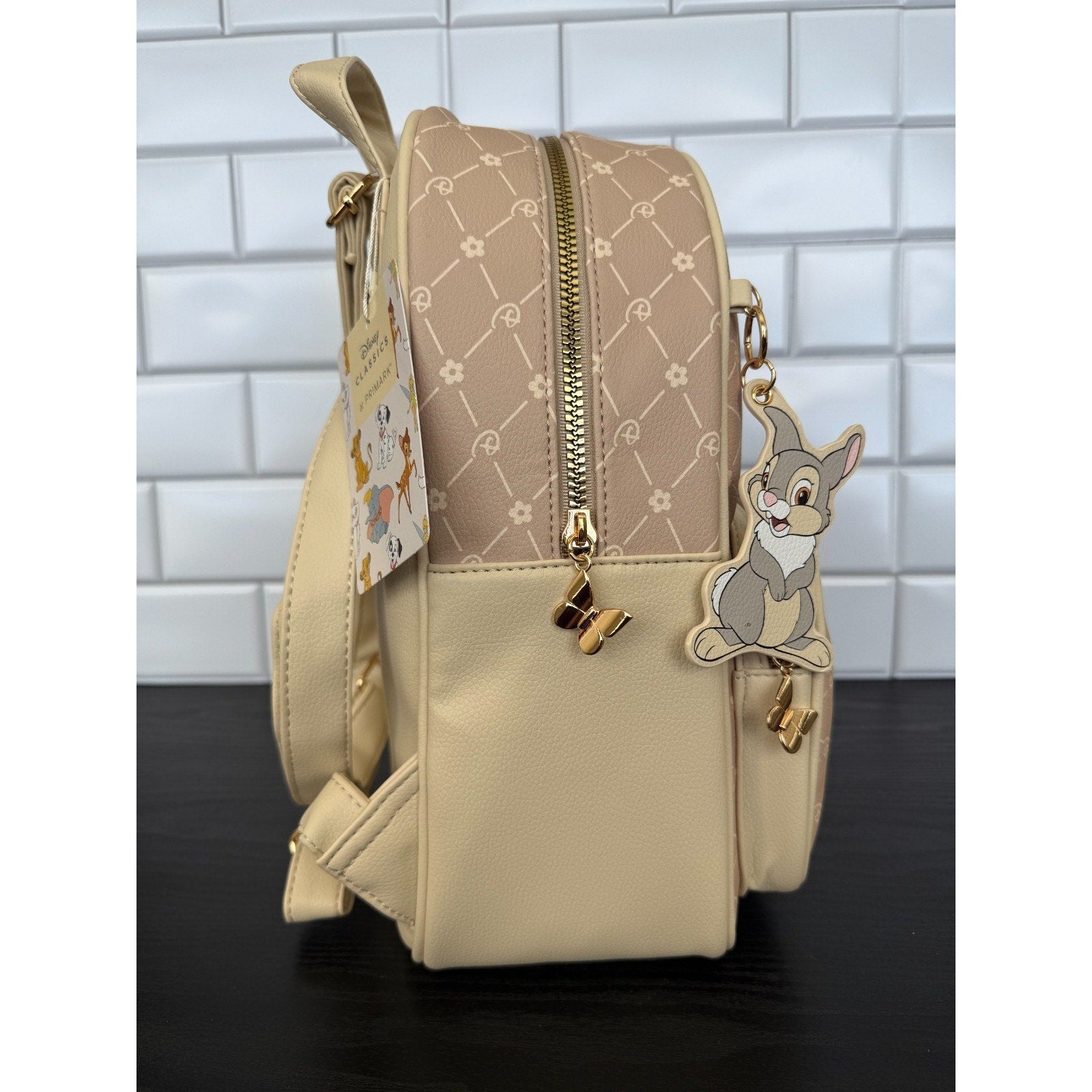 Primark Disney Bambi Mini Backpack Thumper Charm Gold Hardware NWT