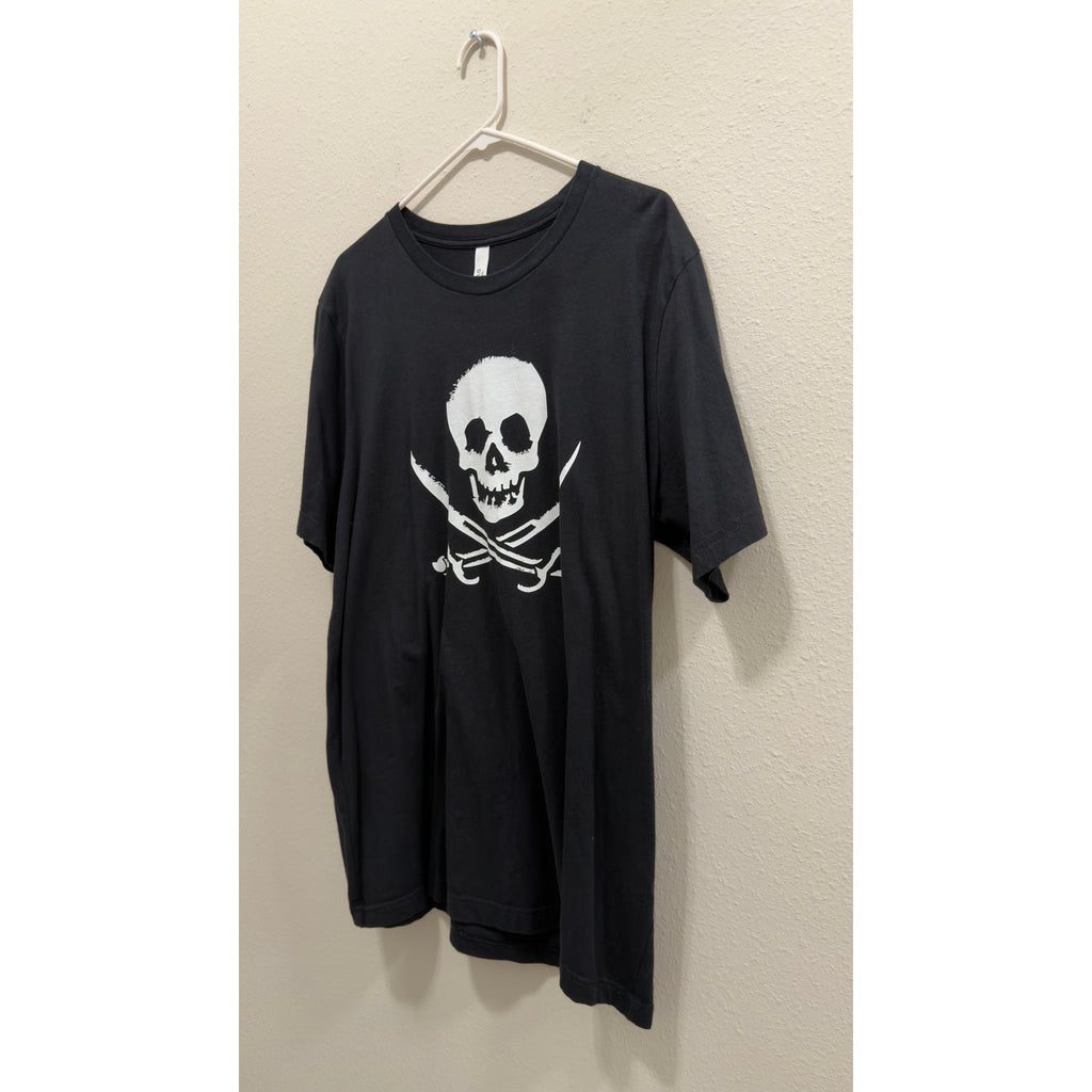 Bella + Canvas Men's Pirate Skull Crossbones Graphic Tee Shirt Black Size XL
