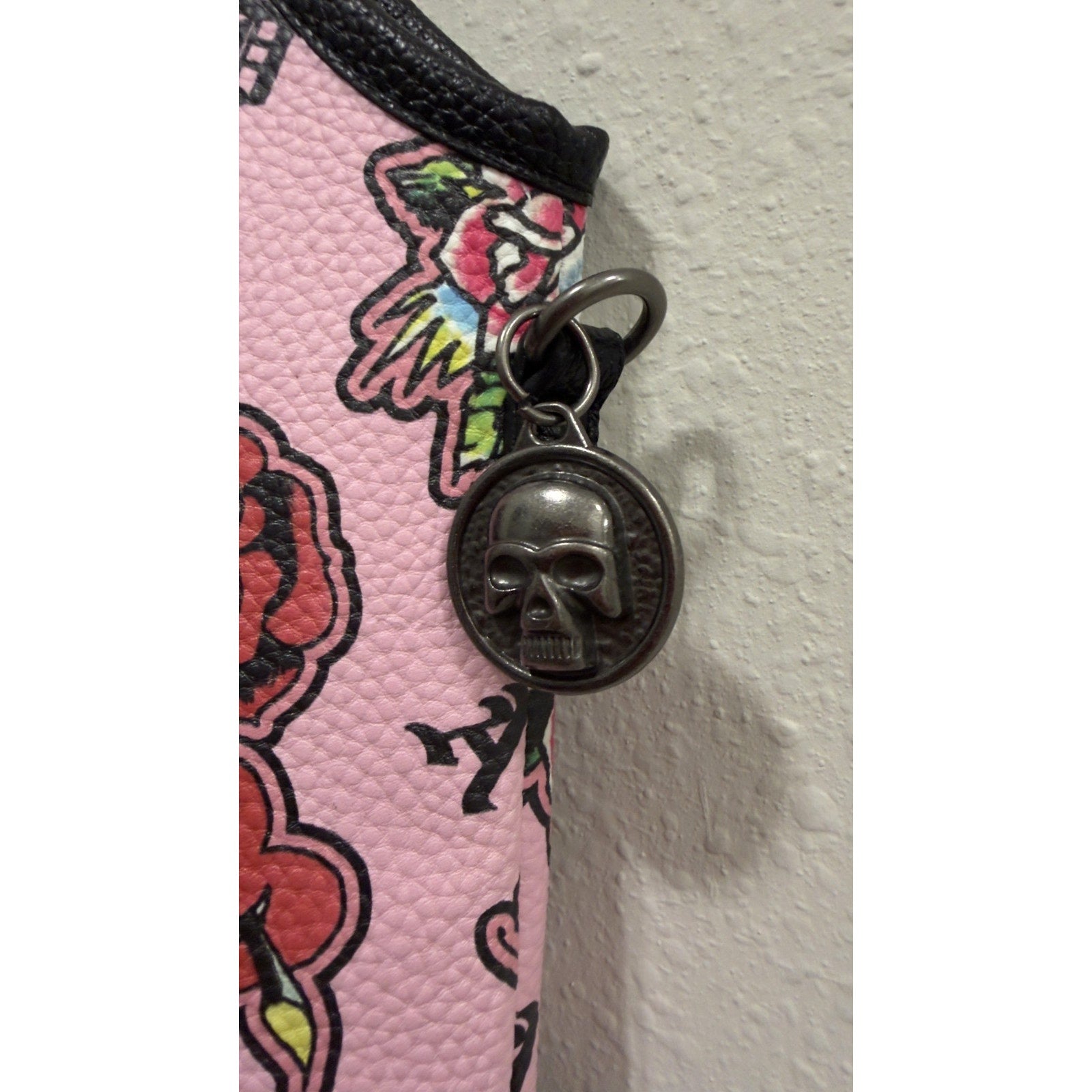NWT Ed Hardy Pink Skull & Floral Tote Bag with Matching Umbrella Set
