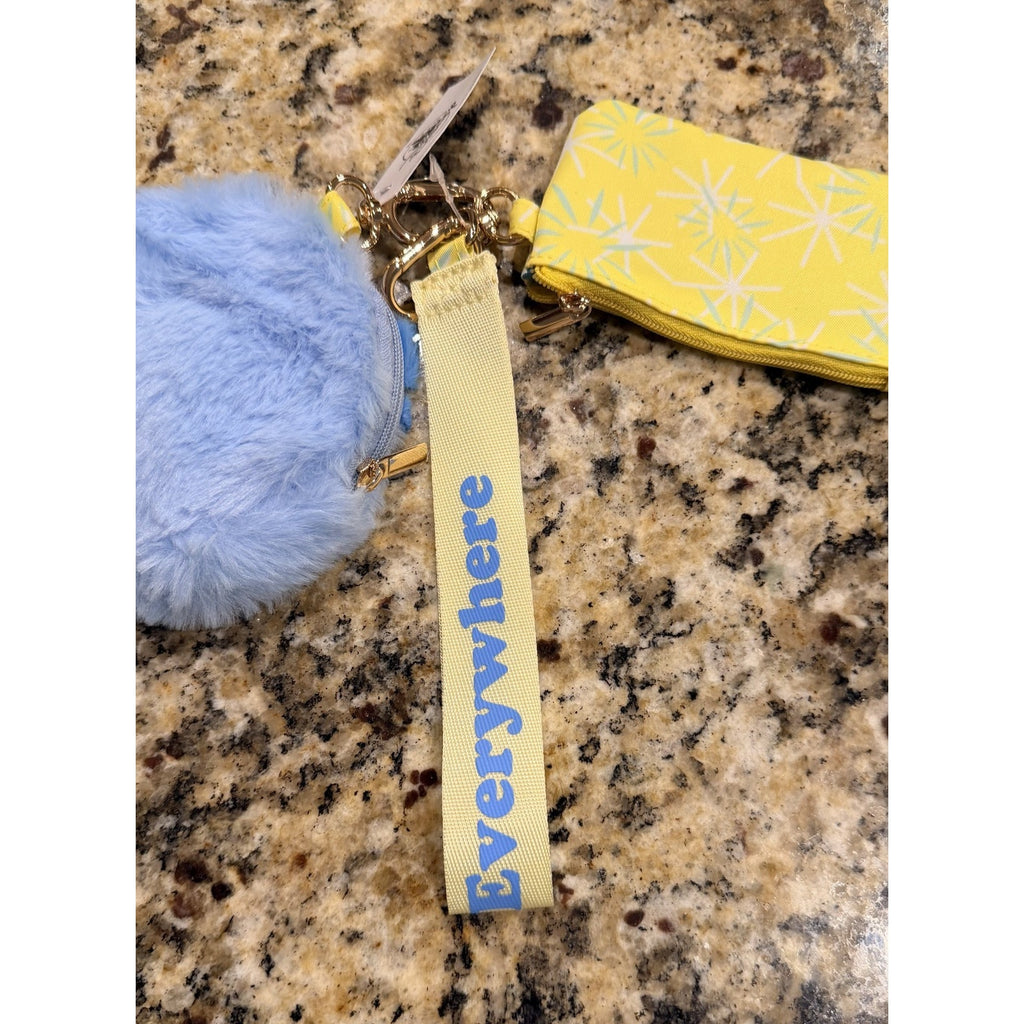NWT 2025 Disney Parks Inside Out 2 Joy Dual Pouch Wristlet Wallet Bag Charm
