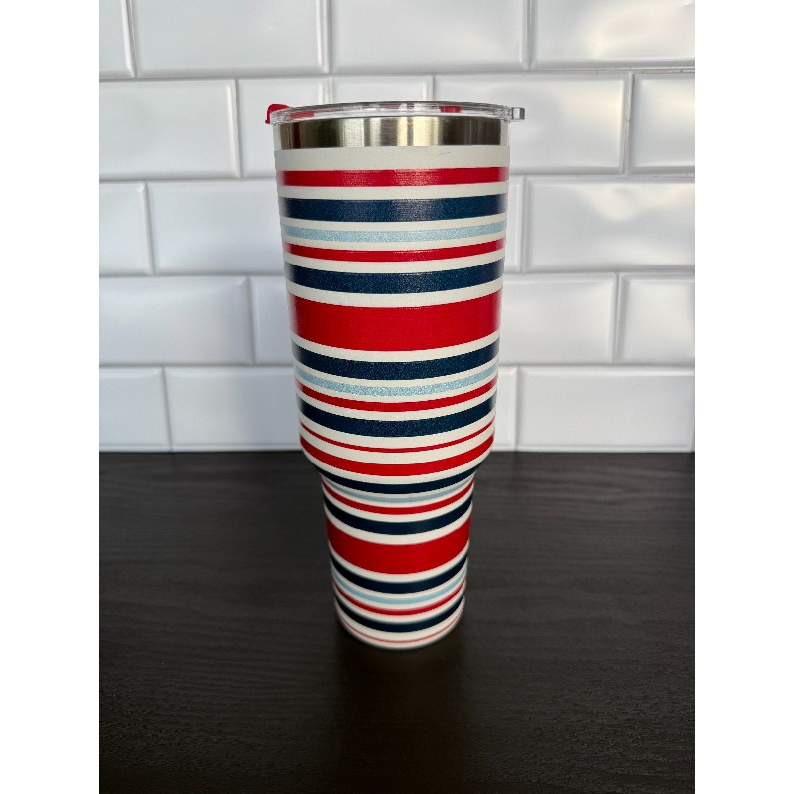 Ashland 40oz Stainless Steel Insulated Tumbler - Red/White/Blue Stripe NEW
