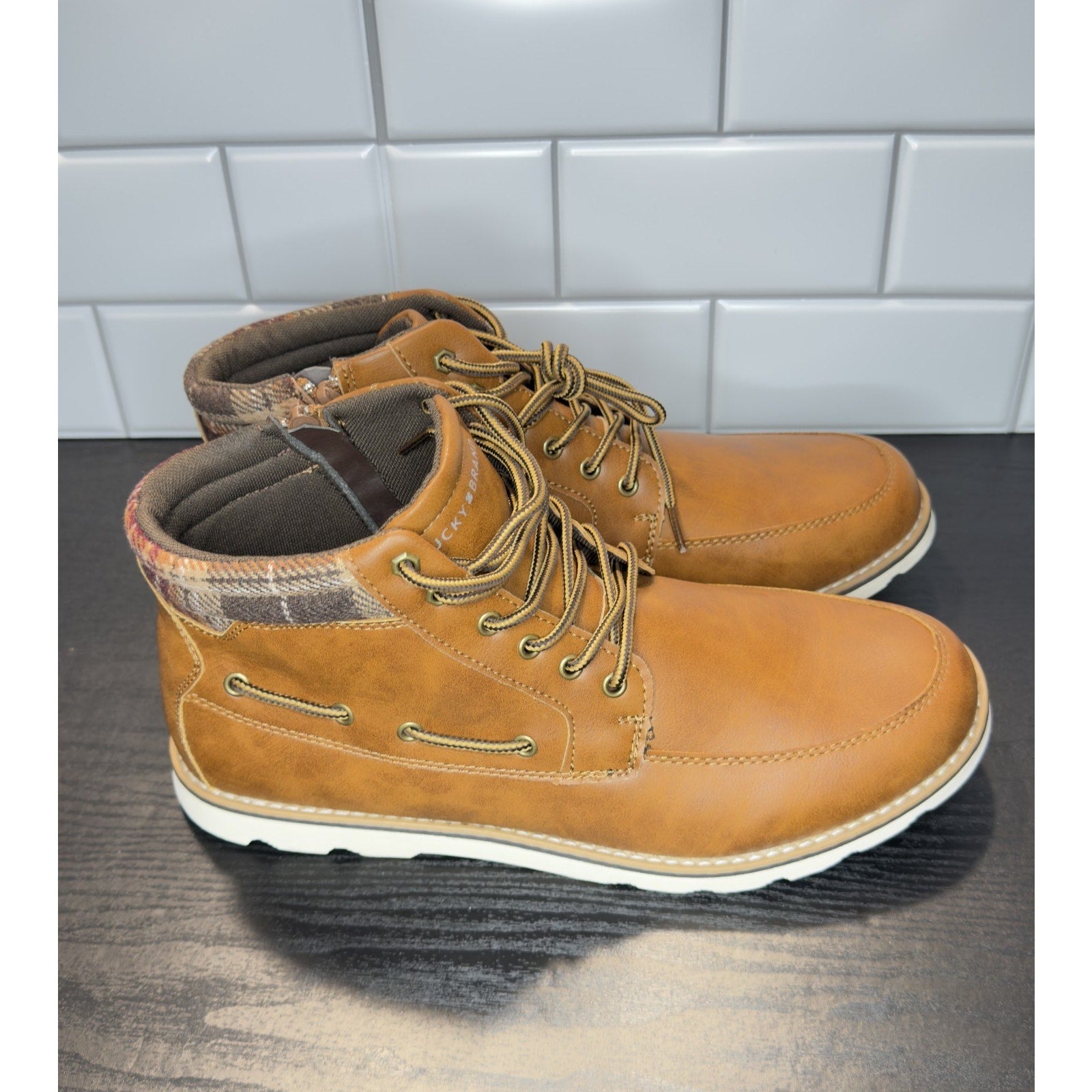 Lucky Brand Kenny Men’s Brown Leather Lace-Up Boots - Size 11.5