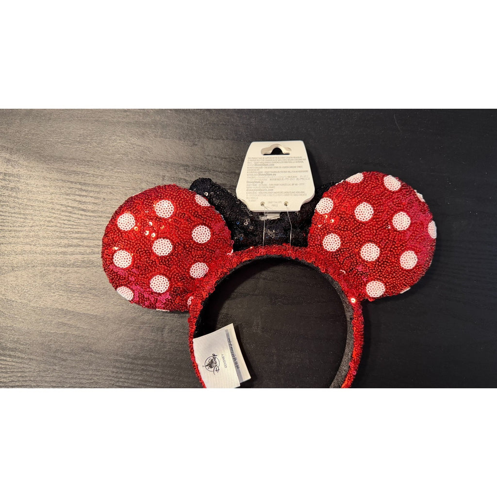 Disney Parks Classic Minnie Mouse Sequined Ear Polka Dot Headband NEW
