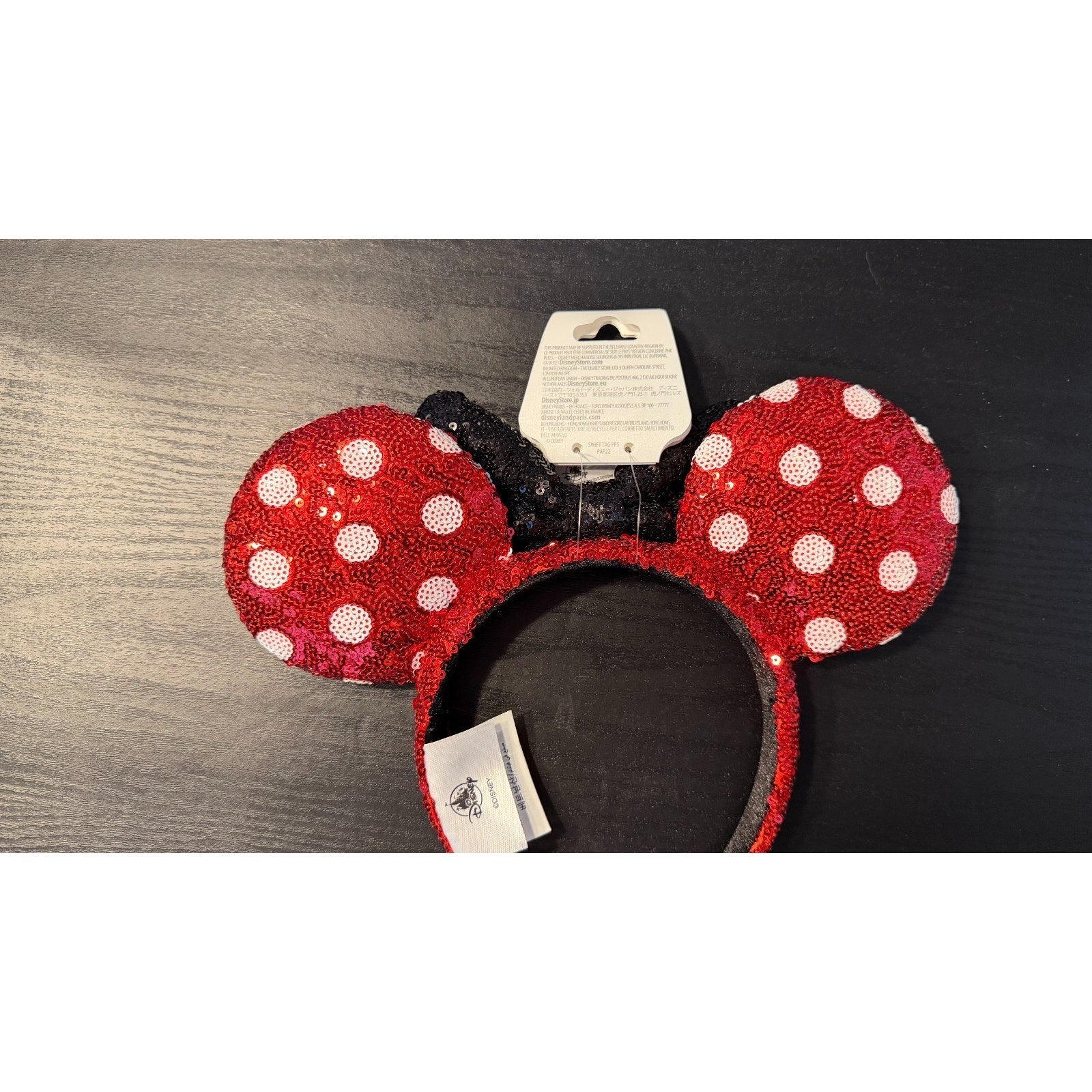 Disney Parks Classic Minnie Mouse Sequined Ear Polka Dot Headband NEW