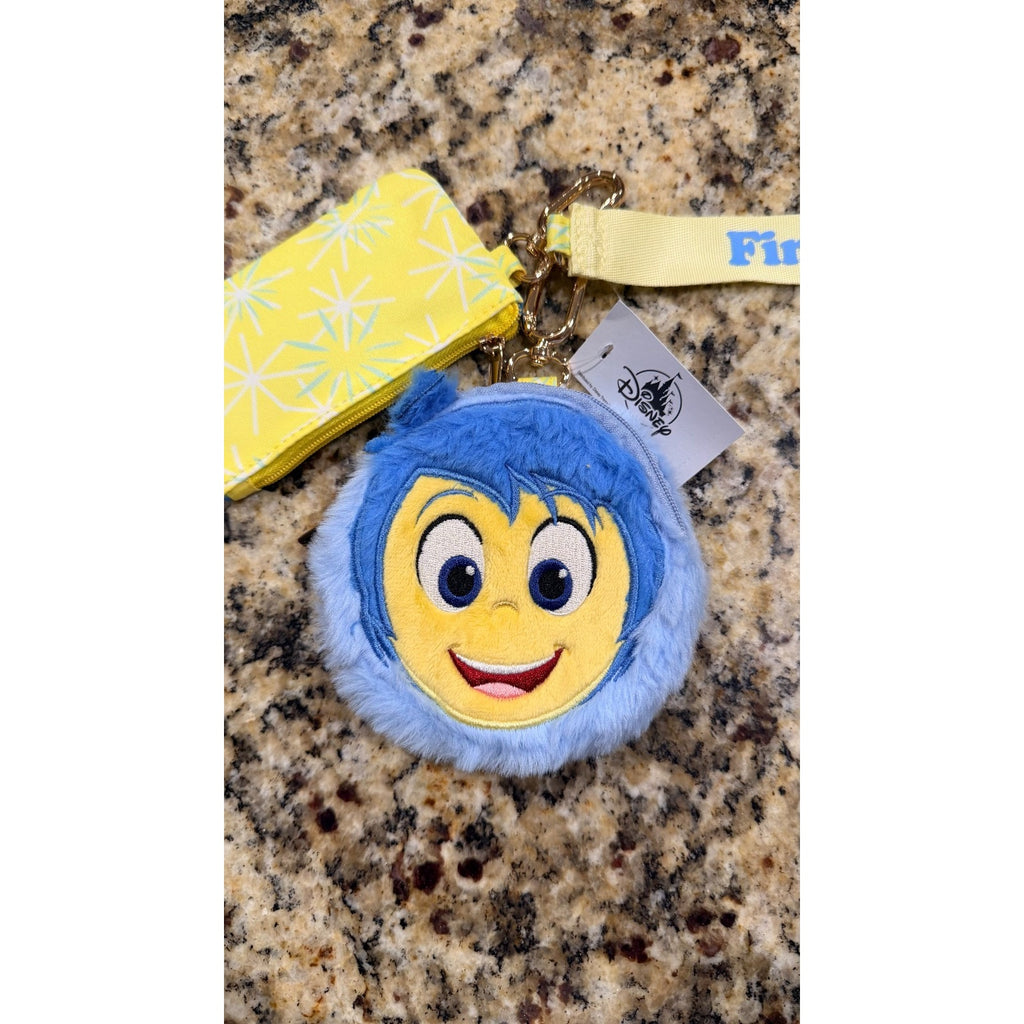NWT 2025 Disney Parks Inside Out 2 Joy Dual Pouch Wristlet Wallet Bag Charm