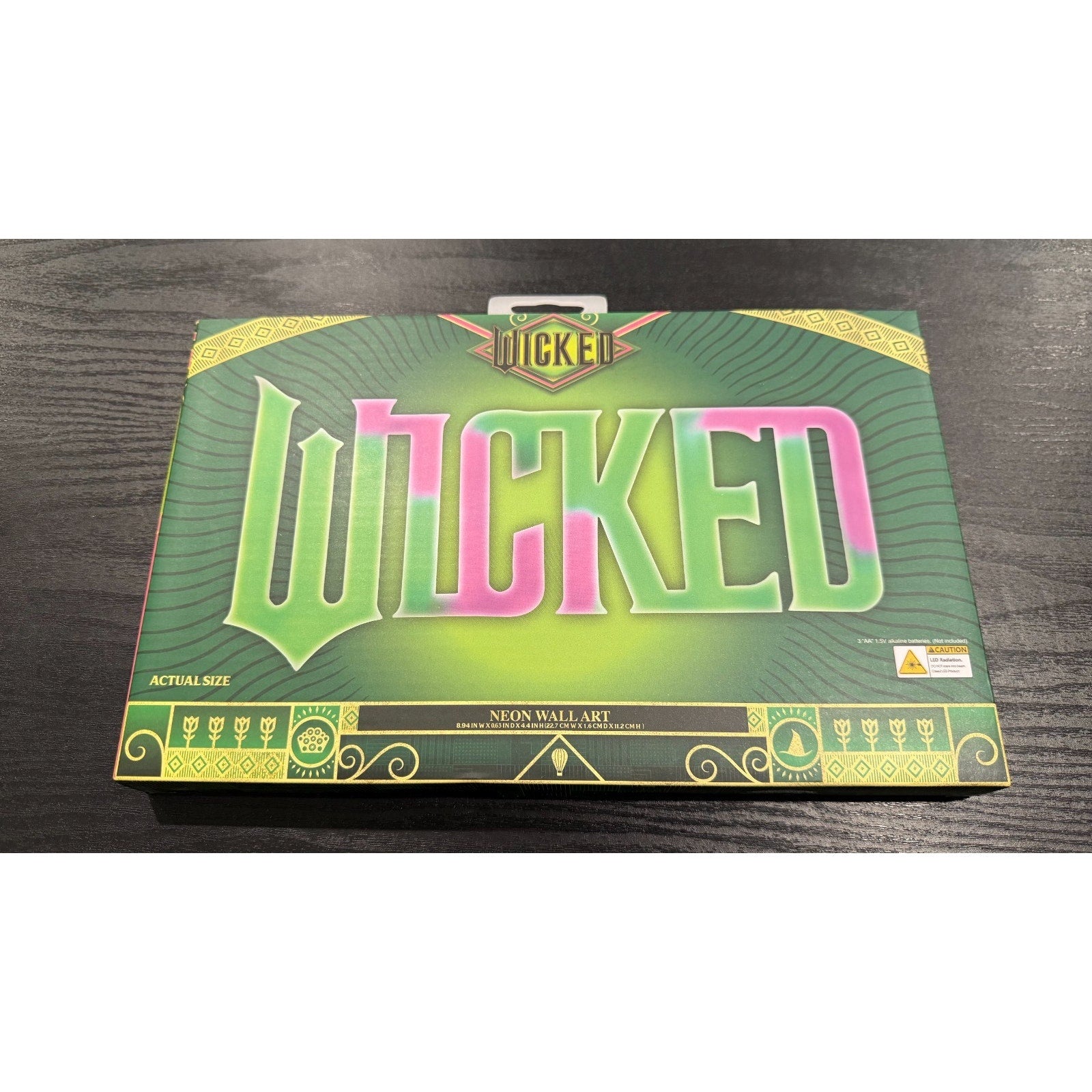 NIB Wicked Neon Wall Art Movie Logo Pink& Green LED Light Battery Operated 9x5”