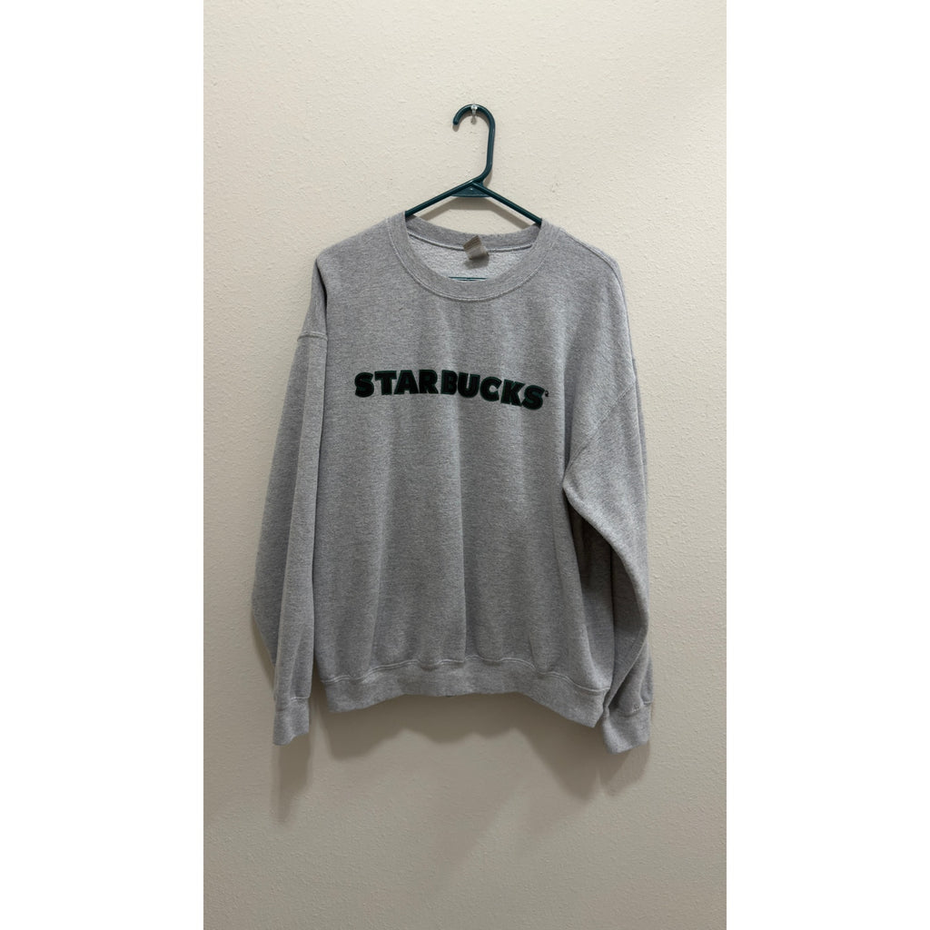 Starbucks Gray Embroidered Black Logo Crewneck Sweatshirt Large