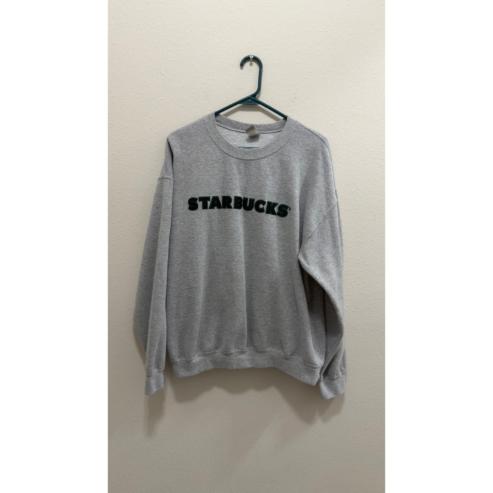 Starbucks Gray Embroidered Black Logo Crewneck Sweatshirt Large