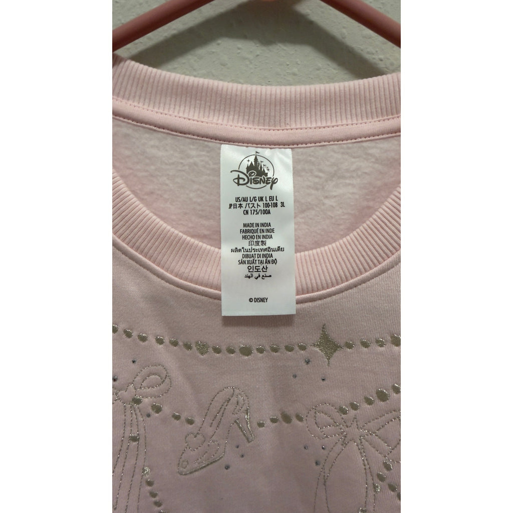 Disney Parks Pink Princess Icons Embroidered Sweatshirt Crewneck Adult Large NWT