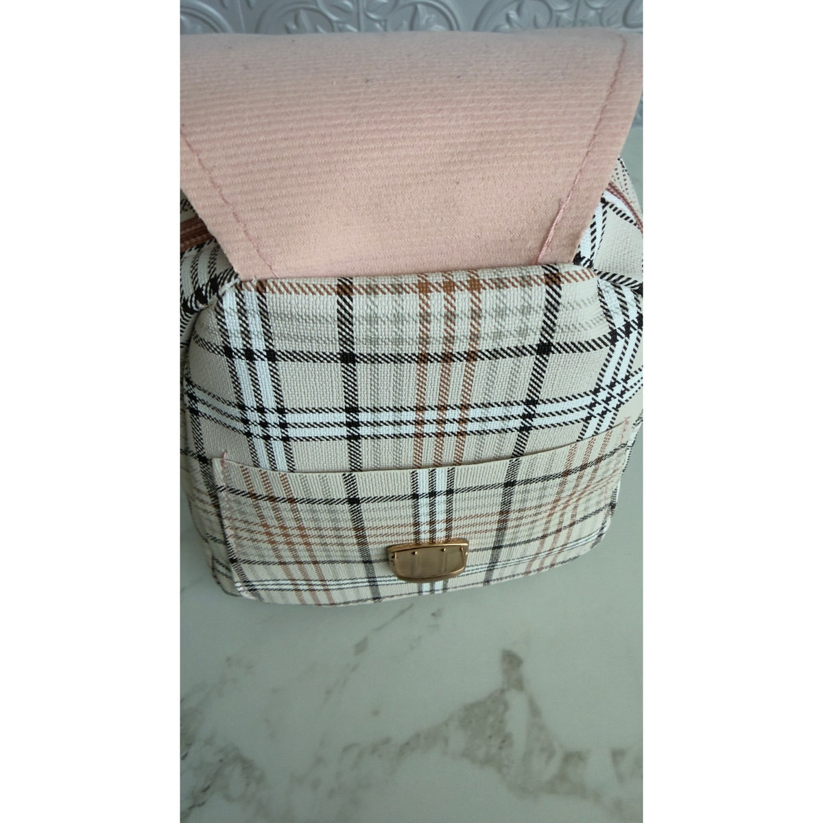 Sanrio Hello Kitty Plaid Mini Backpack Pink Crossbody Shoulder Bag NEW