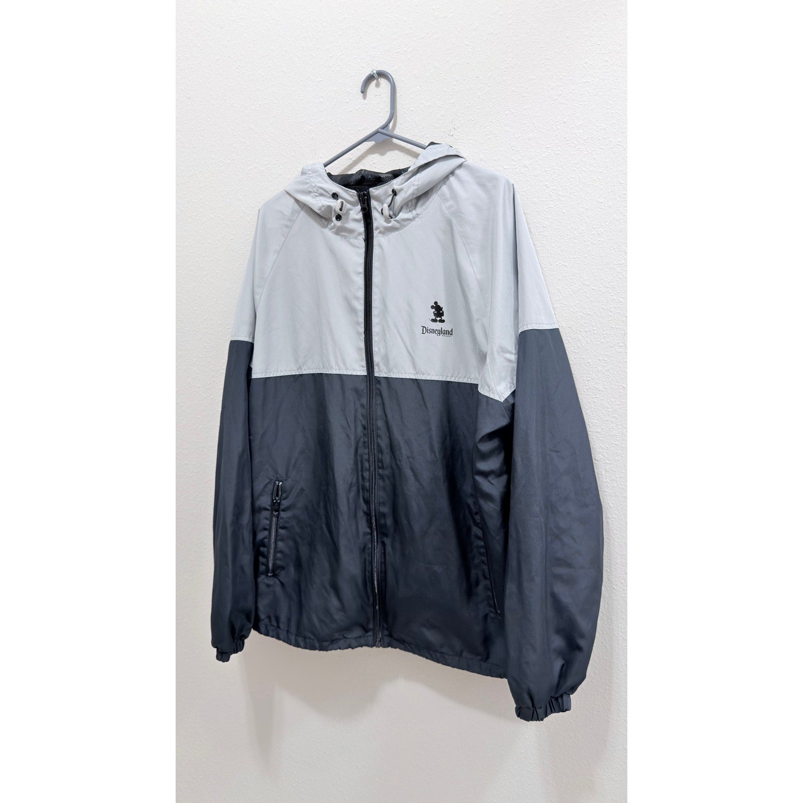 Disney Parks Disneyland Mickey Mouse Hooded Gray Windbreaker Jacket Large