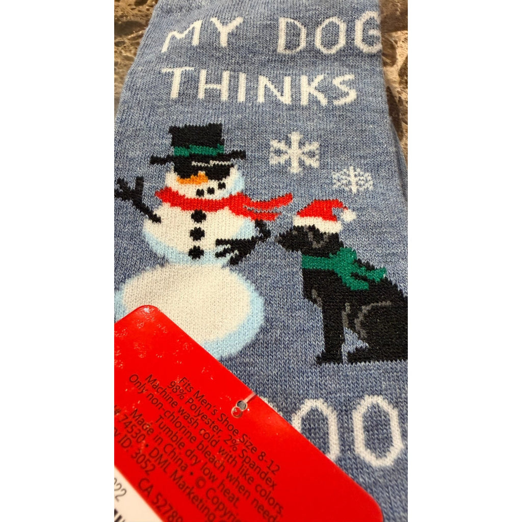 NWT Christmas "My Dog Thinks I’m Cool" Snowman Socks Adult Size 8-12