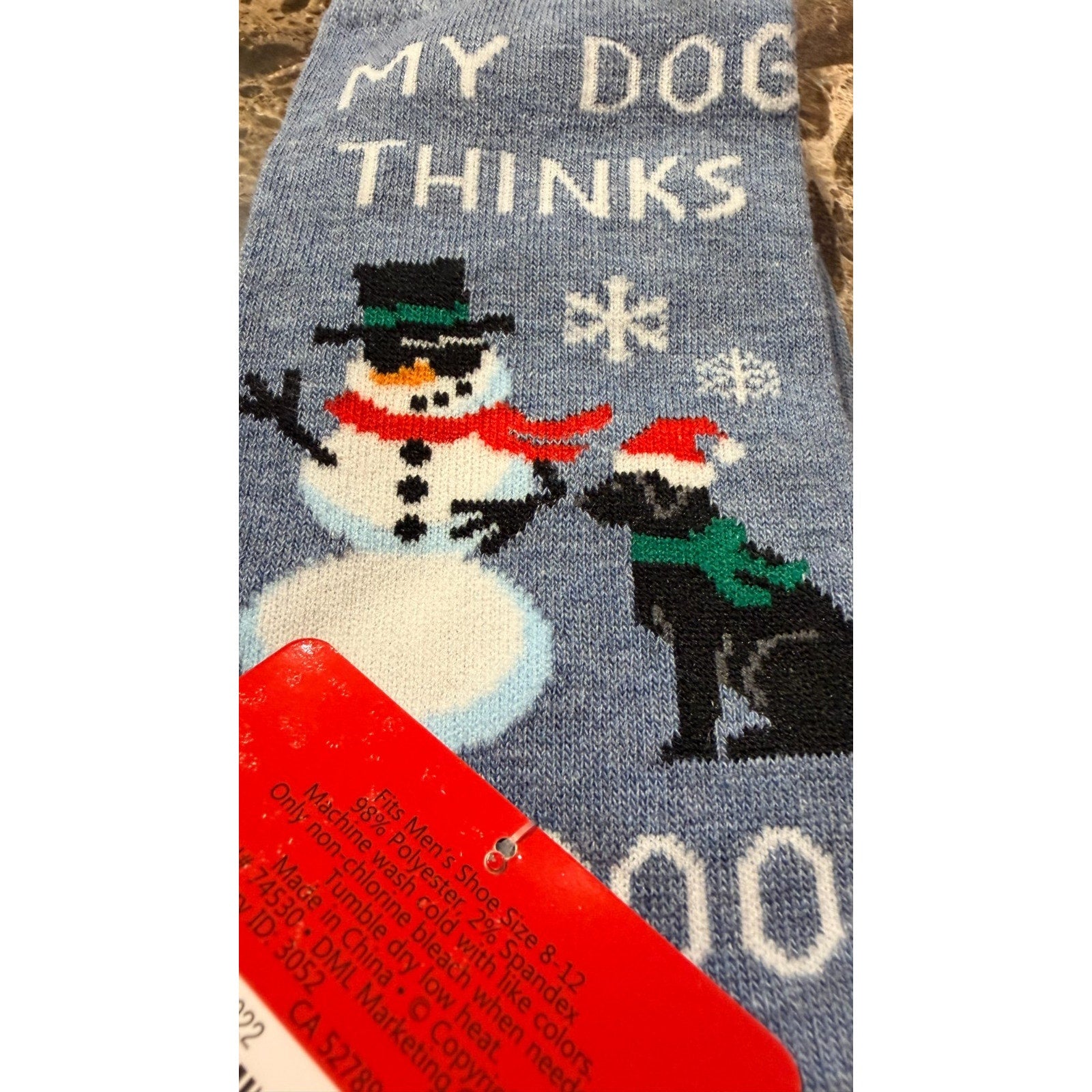 NWT Christmas "My Dog Thinks I’m Cool" Snowman Socks Adult Size 8-12