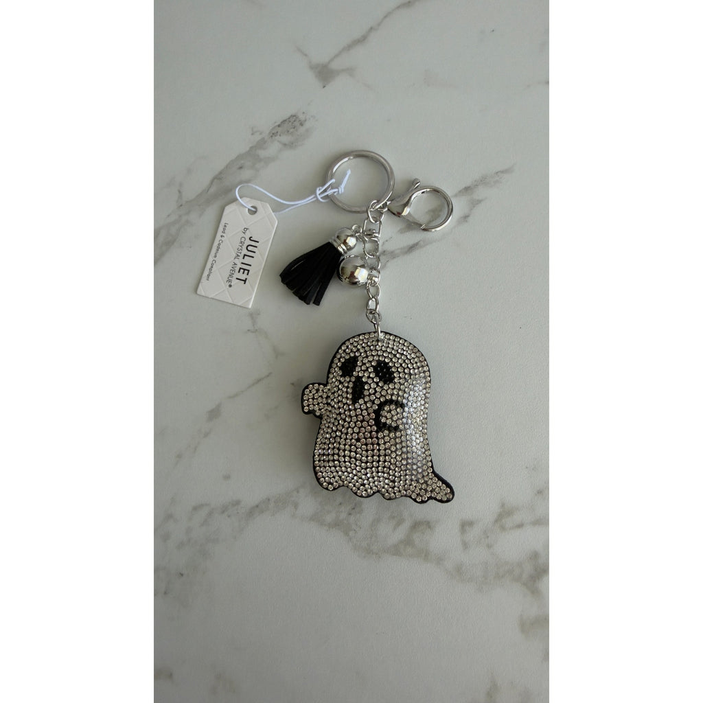 Juliet Crystal Avenue Halloween Rhinestone Ghost Keychain Bag Charm NWT