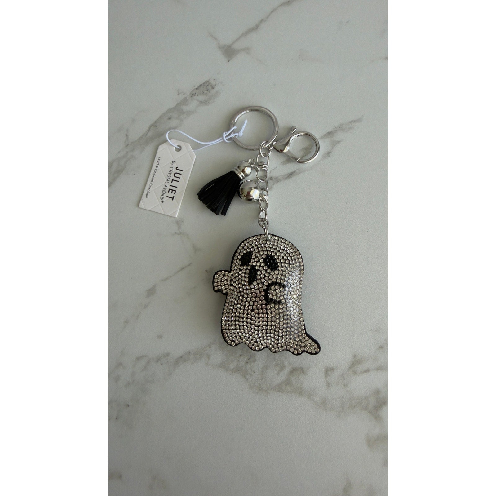 Juliet Crystal Avenue Halloween Rhinestone Ghost Keychain Bag Charm NWT